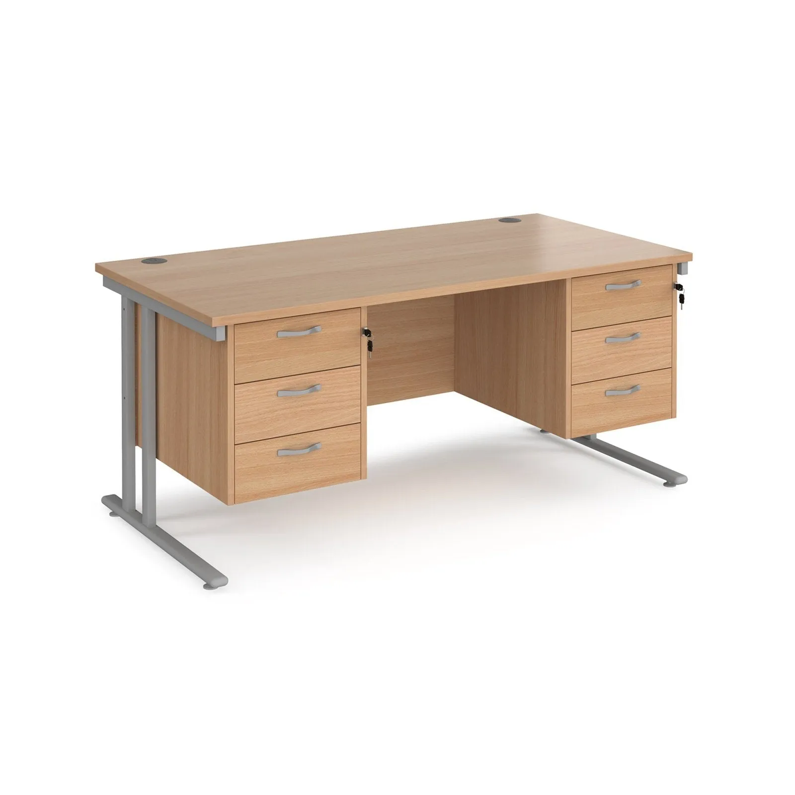 Maestro 25 cantileer leg straight desk 800 deep with two x 3 drawer pedestals
