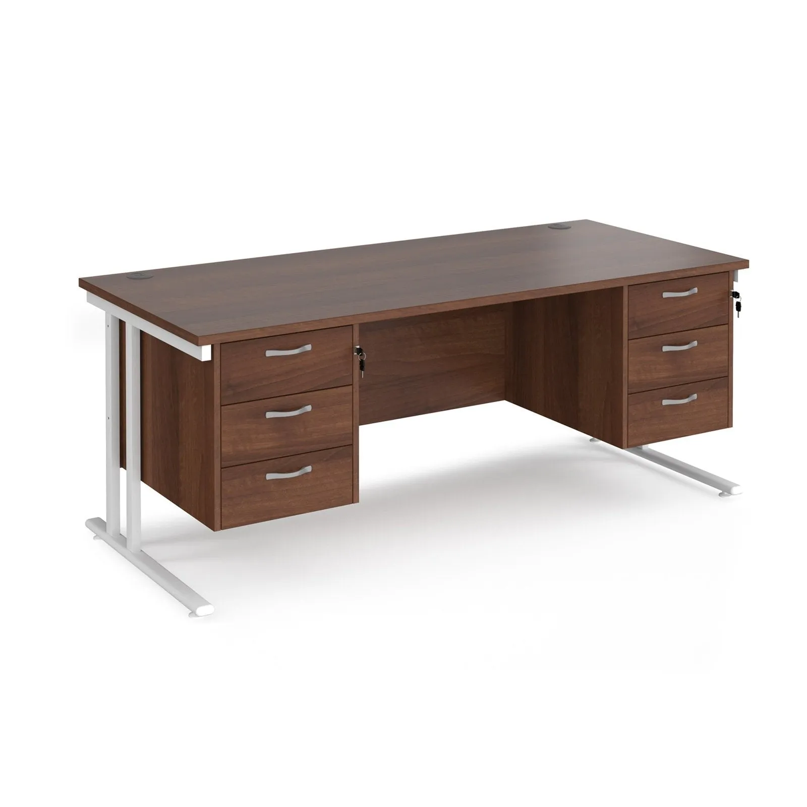 Maestro 25 cantileer leg straight desk 800 deep with two x 3 drawer pedestals