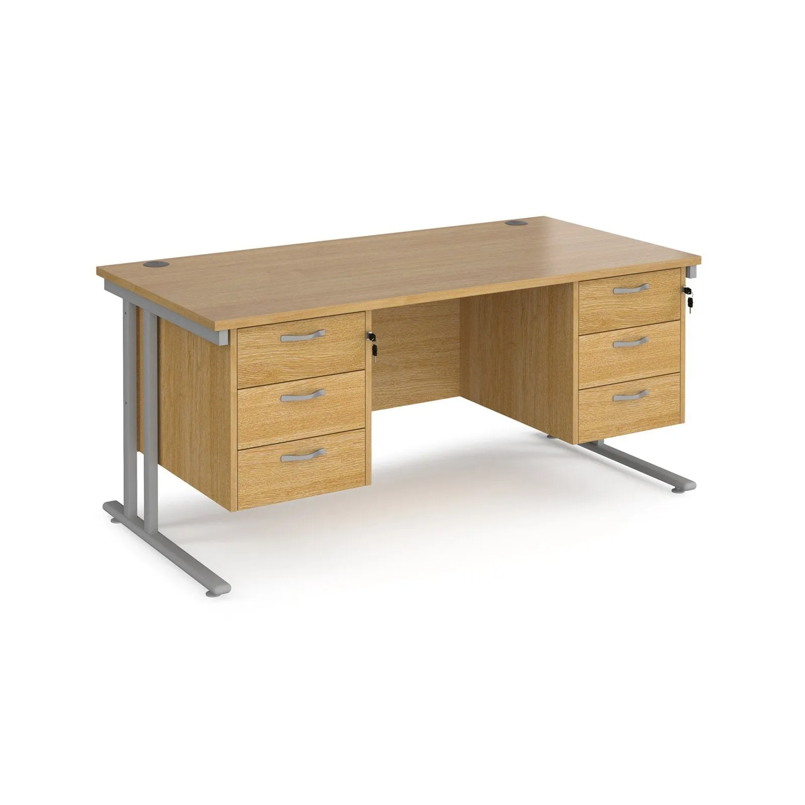Maestro 25 cantileer leg straight desk 800 deep with two x 3 drawer pedestals