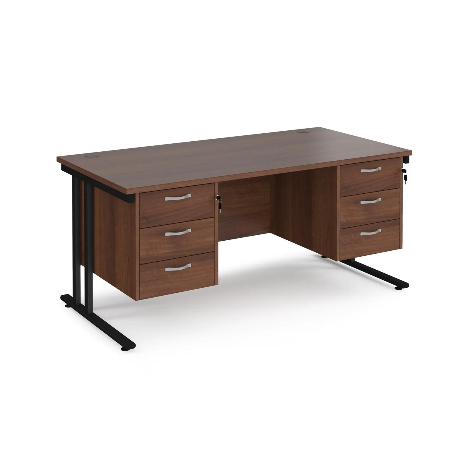 Maestro 25 cantileer leg straight desk 800 deep with two x 3 drawer pedestals