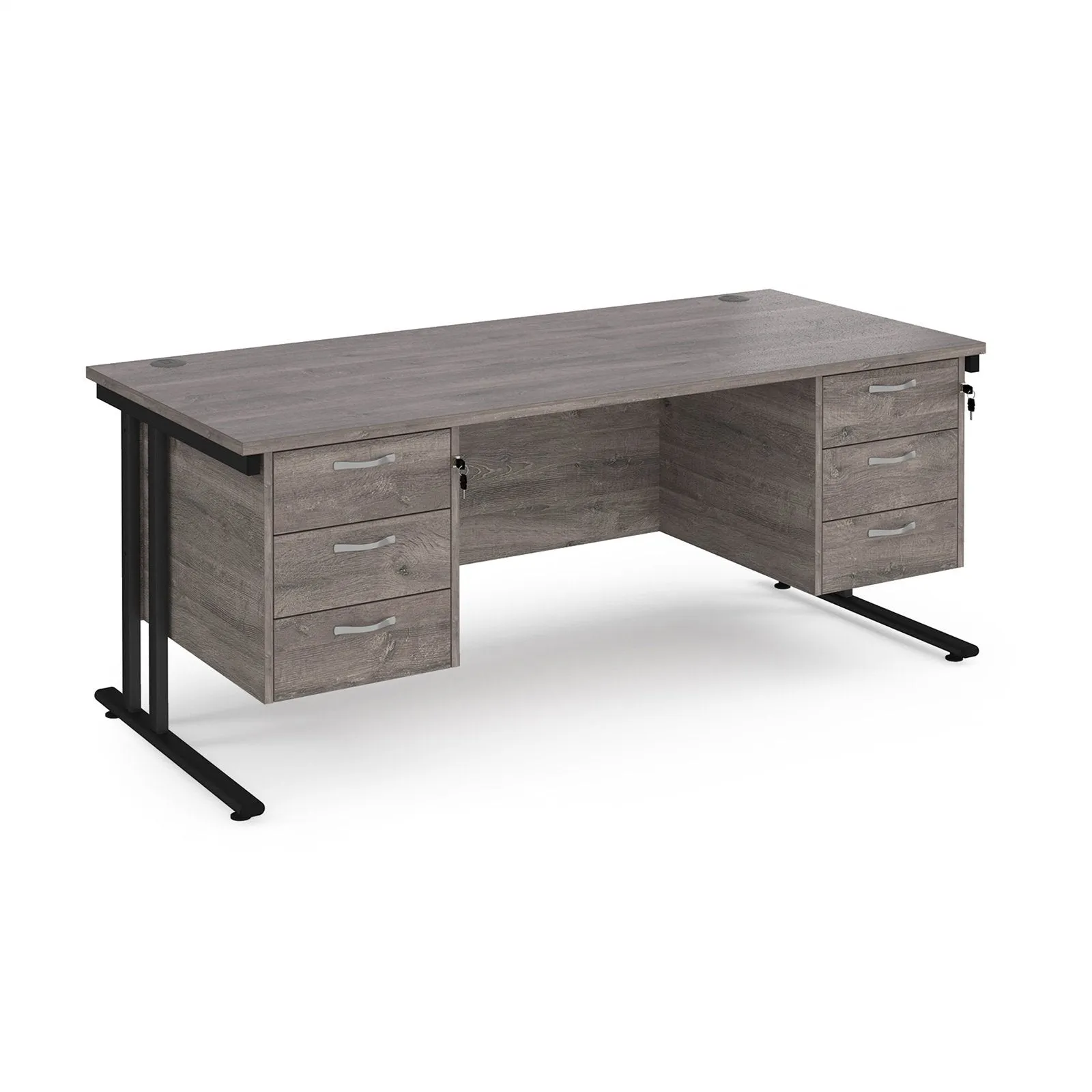 Maestro 25 cantileer leg straight desk 800 deep with two x 3 drawer pedestals