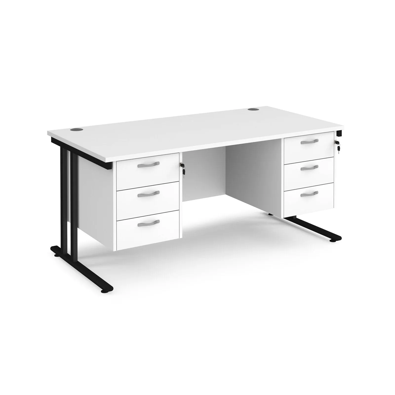 Maestro 25 cantileer leg straight desk 800 deep with two x 3 drawer pedestals