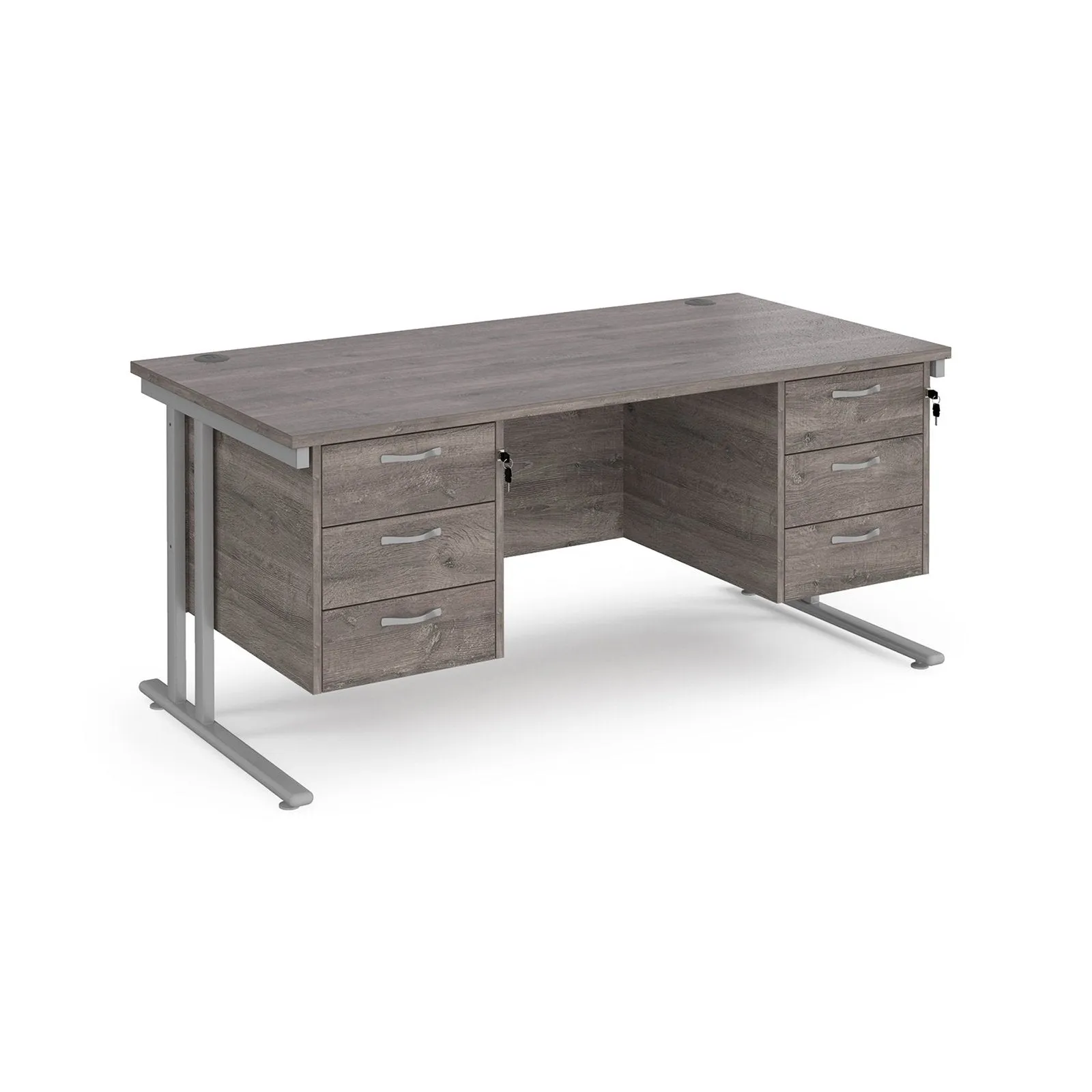 Maestro 25 cantileer leg straight desk 800 deep with two x 3 drawer pedestals