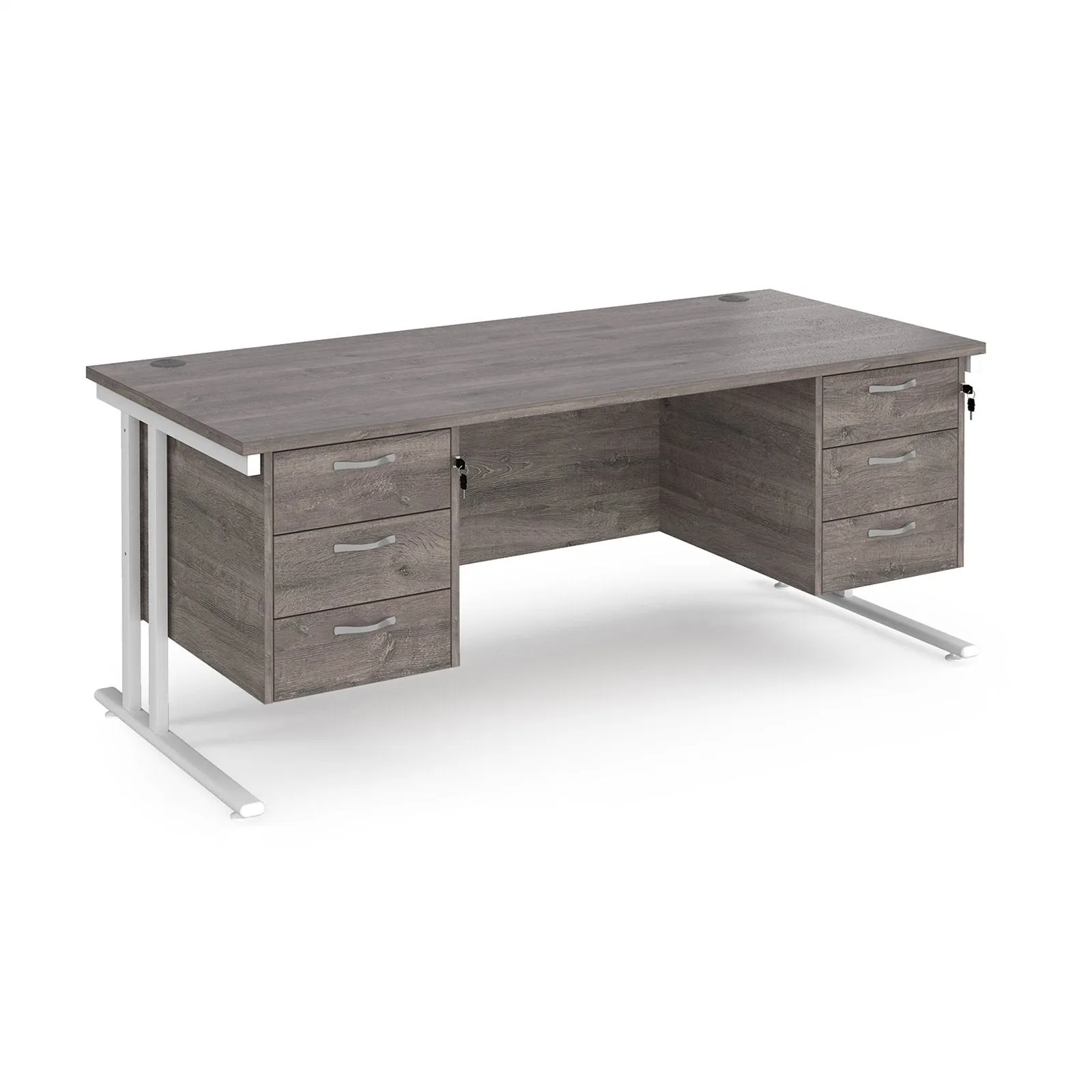 Maestro 25 cantileer leg straight desk 800 deep with two x 3 drawer pedestals