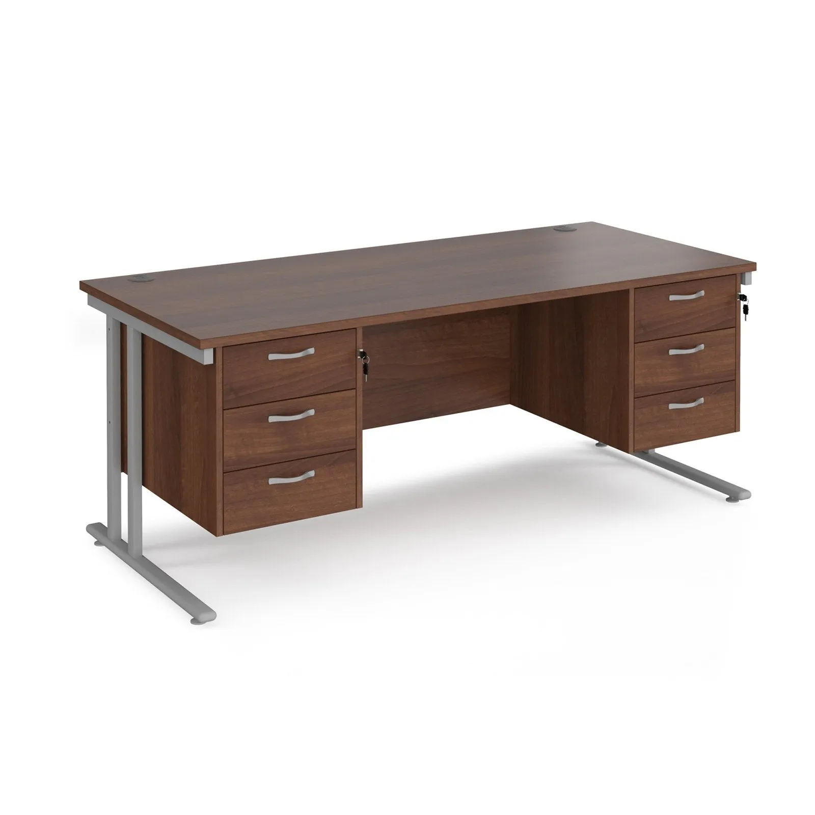 Maestro 25 cantileer leg straight desk 800 deep with two x 3 drawer pedestals