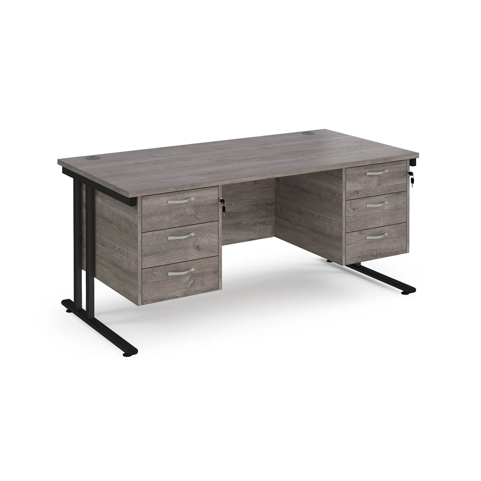 Maestro 25 cantileer leg straight desk 800 deep with two x 3 drawer pedestals