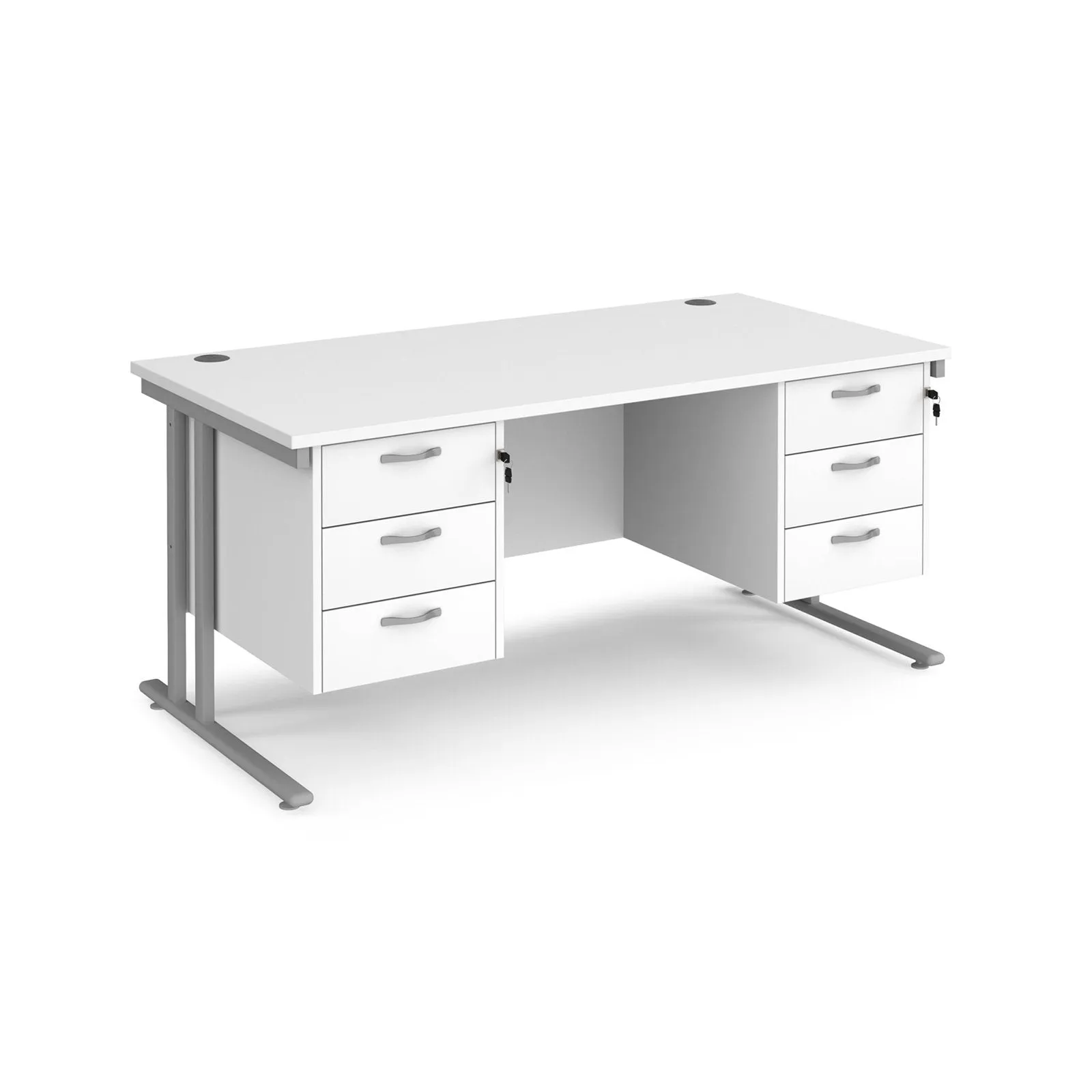 Maestro 25 cantileer leg straight desk 800 deep with two x 3 drawer pedestals