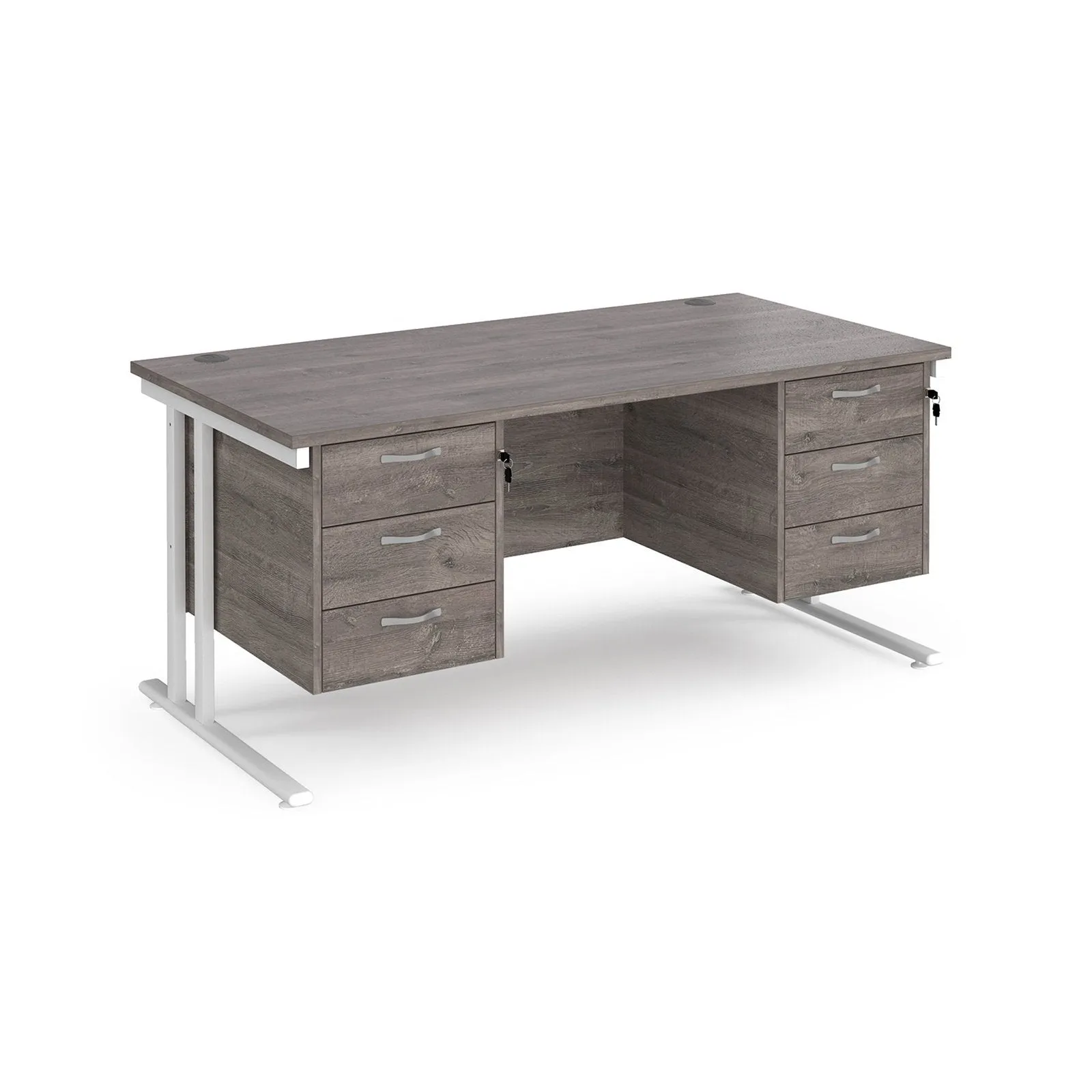 Maestro 25 cantileer leg straight desk 800 deep with two x 3 drawer pedestals