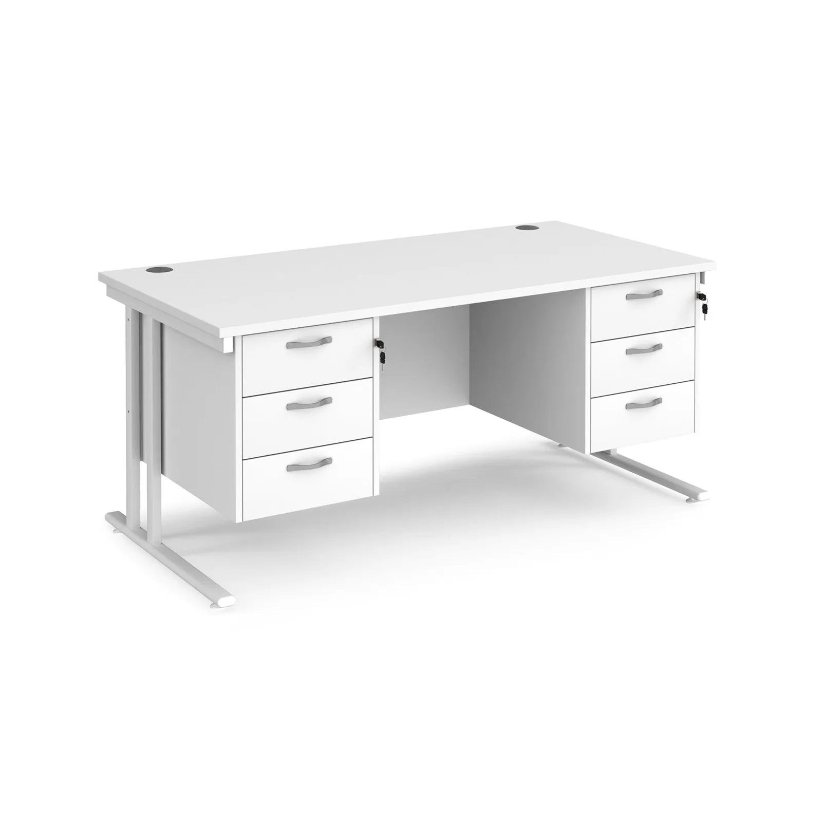 Maestro 25 cantileer leg straight desk 800 deep with two x 3 drawer pedestals