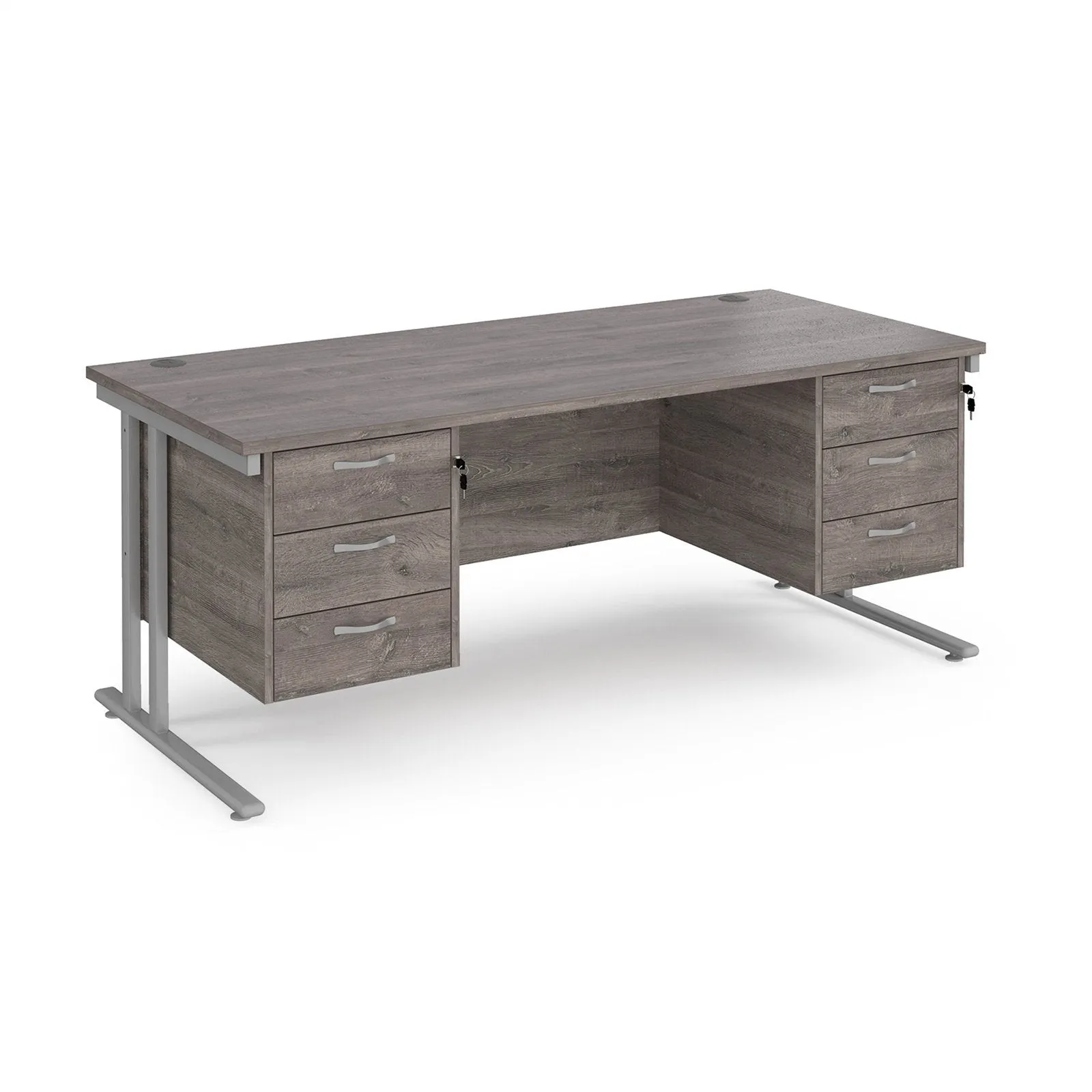 Maestro 25 cantileer leg straight desk 800 deep with two x 3 drawer pedestals