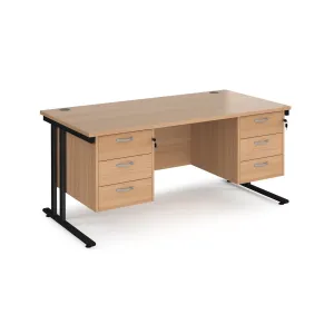 Maestro 25 cantileer leg straight desk 800 deep with two x 3 drawer pedestals