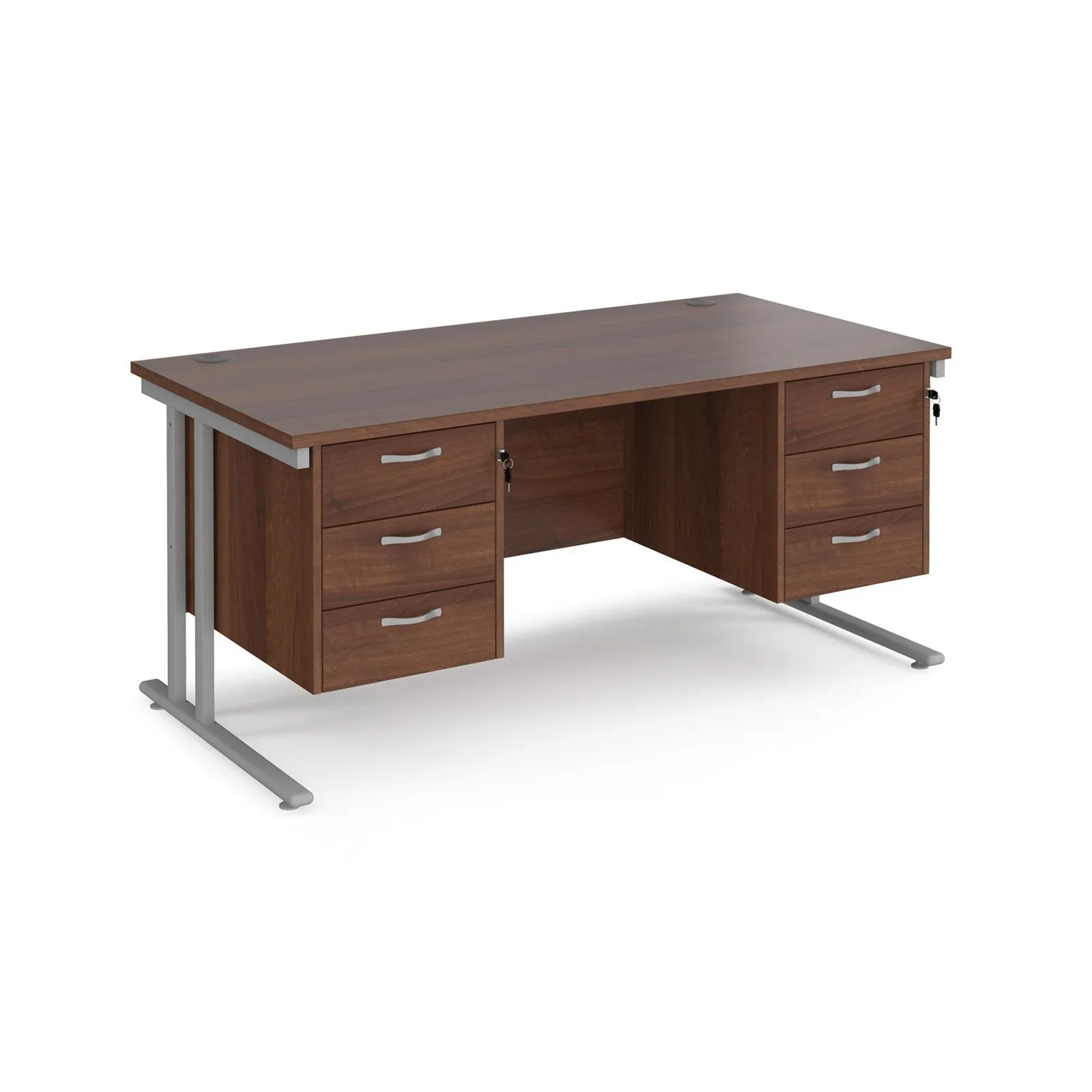 Maestro 25 cantileer leg straight desk 800 deep with two x 3 drawer pedestals