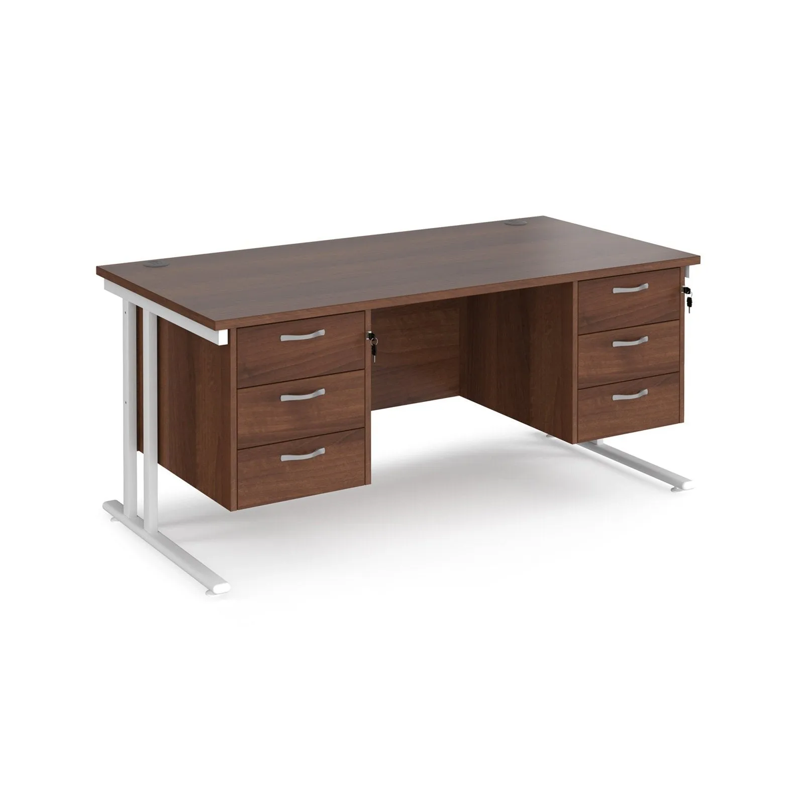 Maestro 25 cantileer leg straight desk 800 deep with two x 3 drawer pedestals