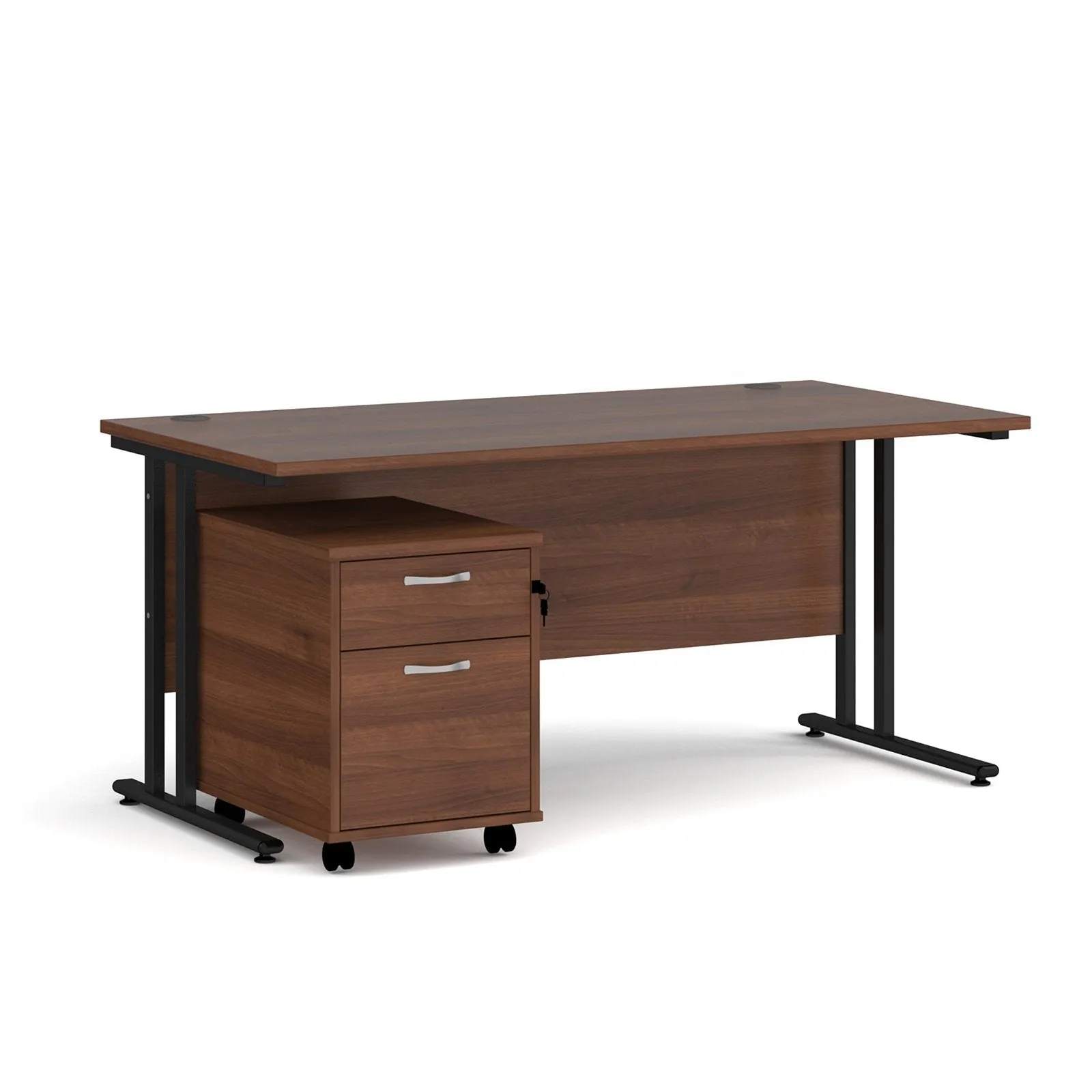 Maestro 25 cantilever leg straight desk 800 deep with 2 drawer mobile pedestal
