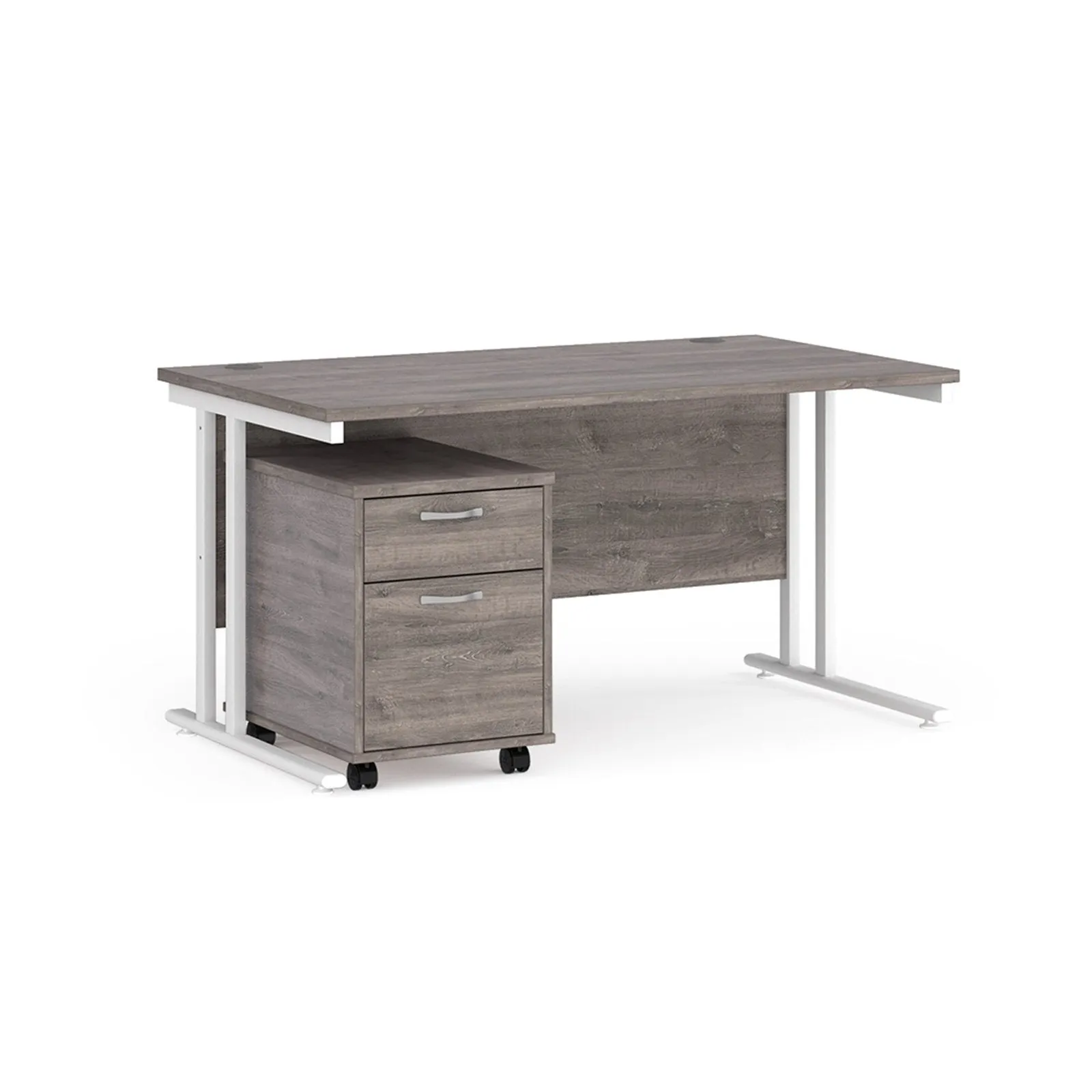 Maestro 25 cantilever leg straight desk 800 deep with 2 drawer mobile pedestal