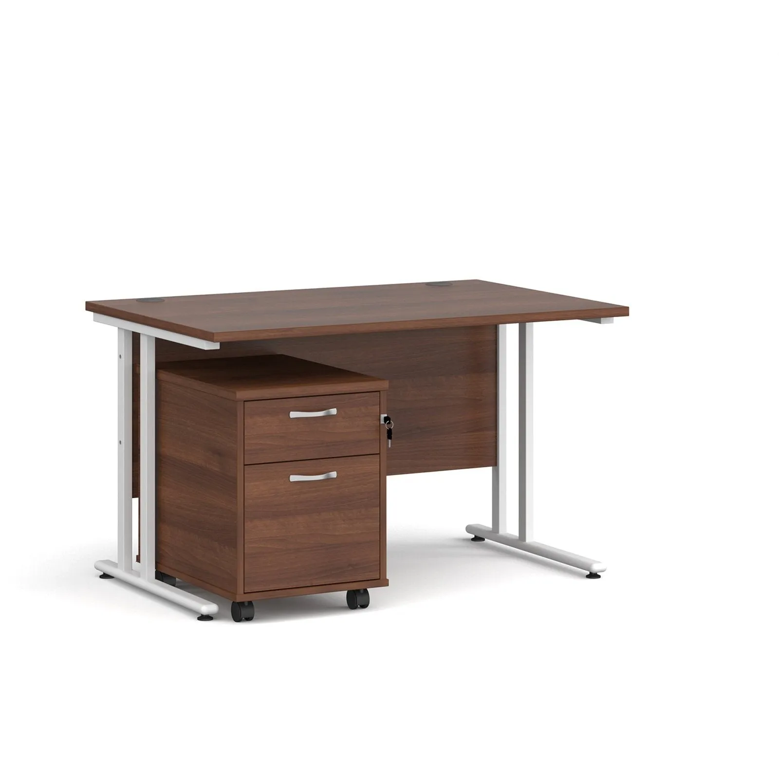 Maestro 25 cantilever leg straight desk 800 deep with 2 drawer mobile pedestal