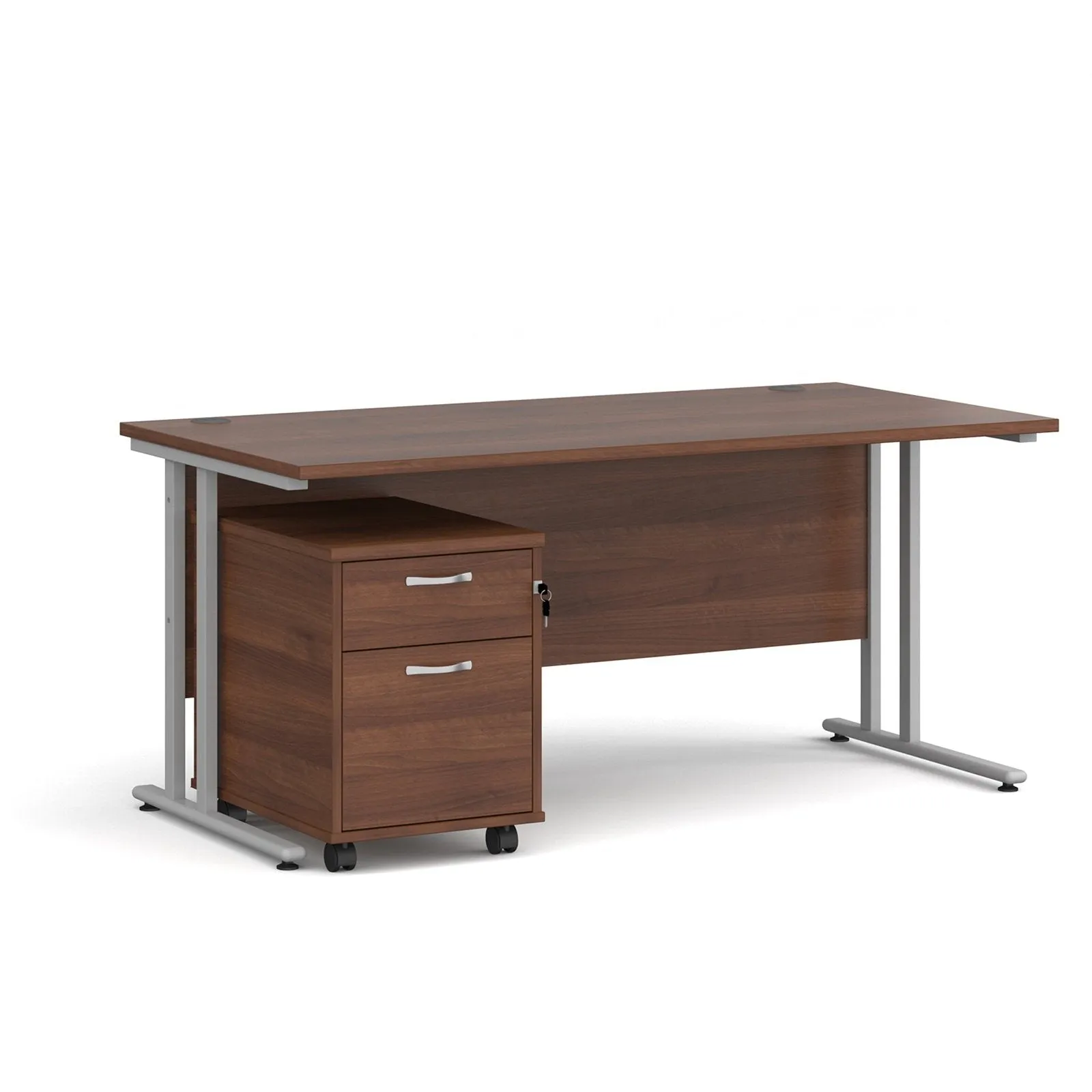 Maestro 25 cantilever leg straight desk 800 deep with 2 drawer mobile pedestal