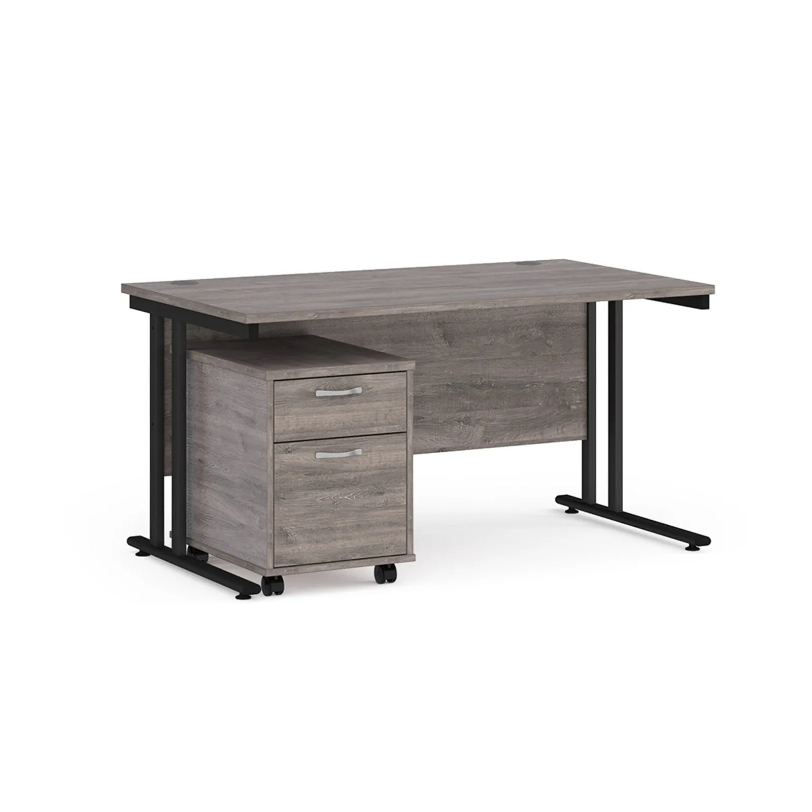 Maestro 25 cantilever leg straight desk 800 deep with 2 drawer mobile pedestal