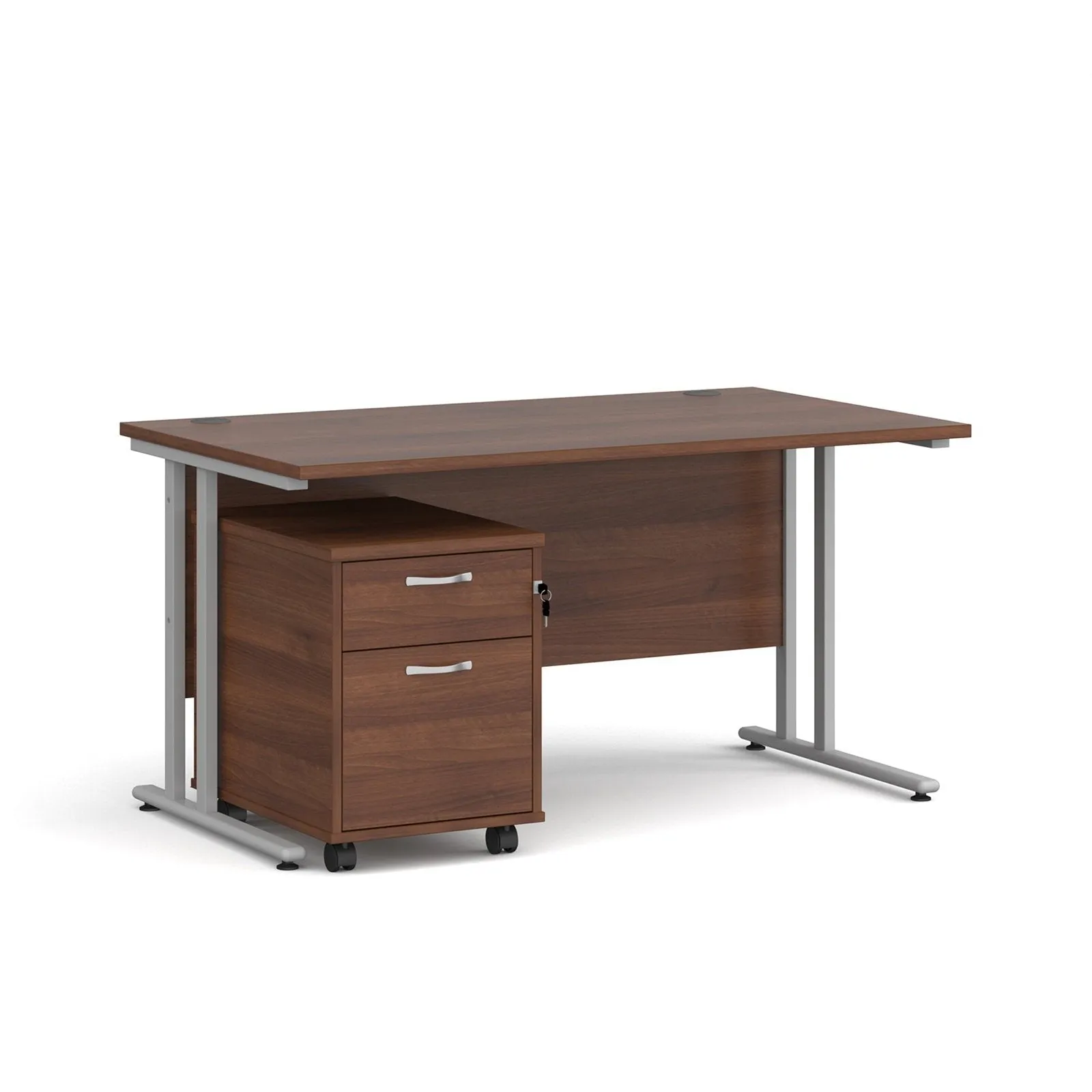 Maestro 25 cantilever leg straight desk 800 deep with 2 drawer mobile pedestal