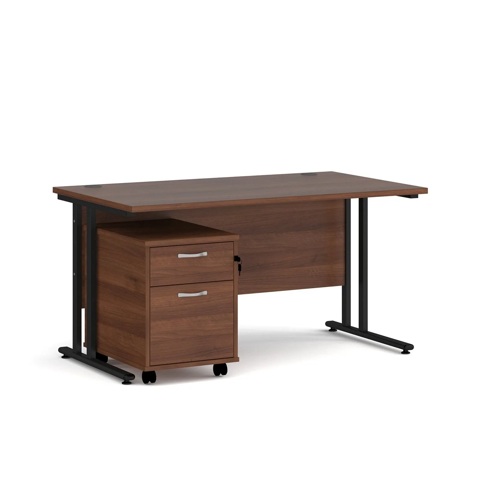 Maestro 25 cantilever leg straight desk 800 deep with 2 drawer mobile pedestal