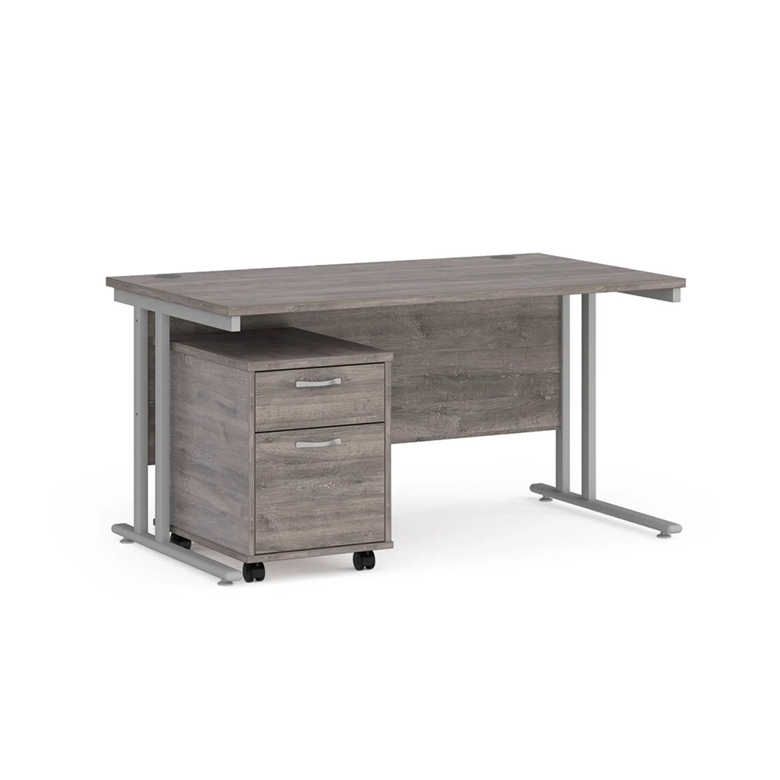 Maestro 25 cantilever leg straight desk 800 deep with 2 drawer mobile pedestal