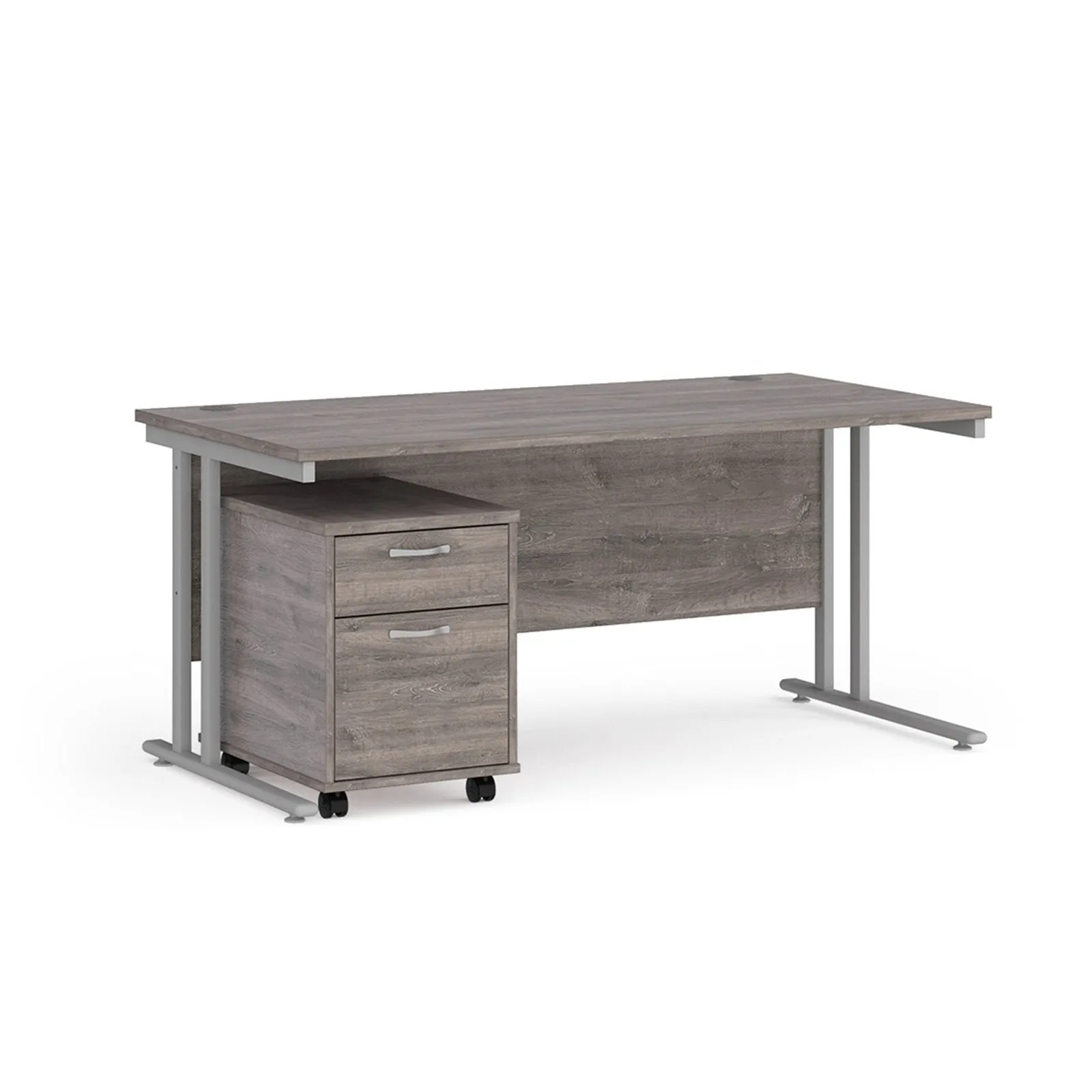 Maestro 25 cantilever leg straight desk 800 deep with 2 drawer mobile pedestal