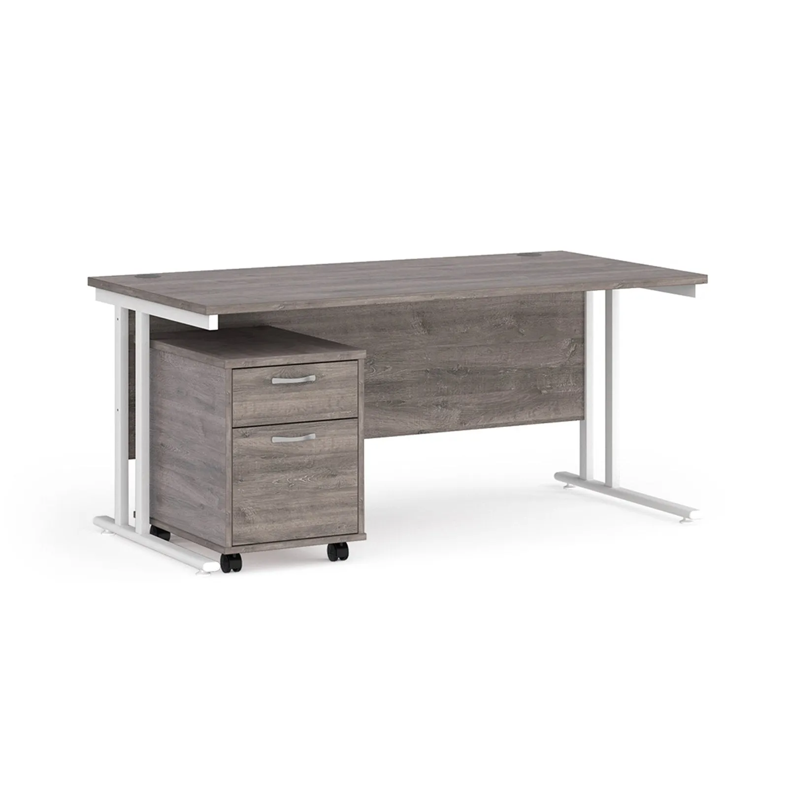 Maestro 25 cantilever leg straight desk 800 deep with 2 drawer mobile pedestal