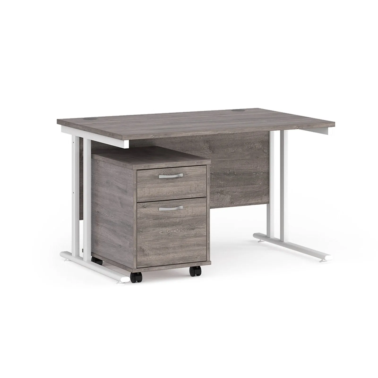 Maestro 25 cantilever leg straight desk 800 deep with 2 drawer mobile pedestal