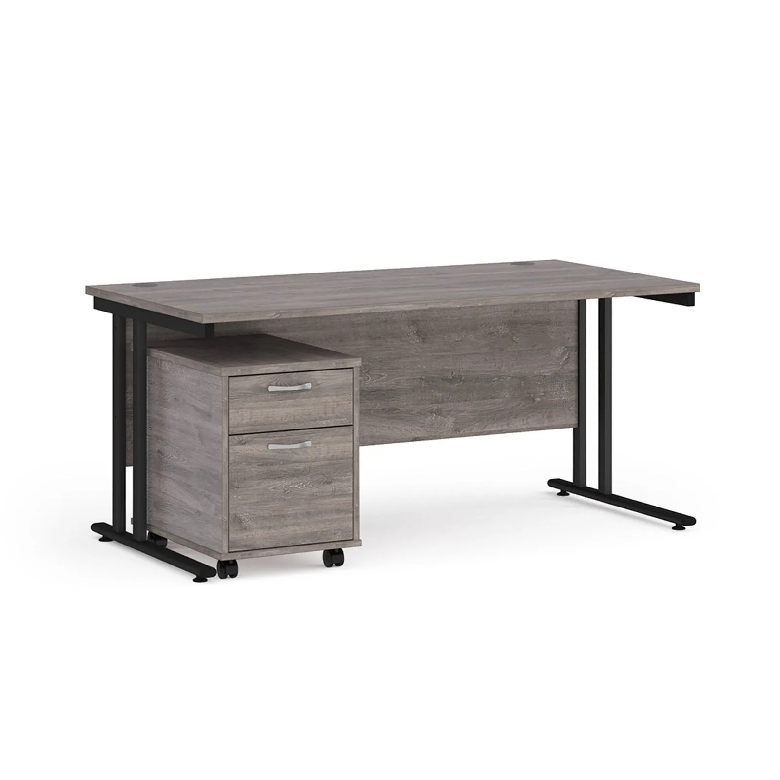 Maestro 25 cantilever leg straight desk 800 deep with 2 drawer mobile pedestal