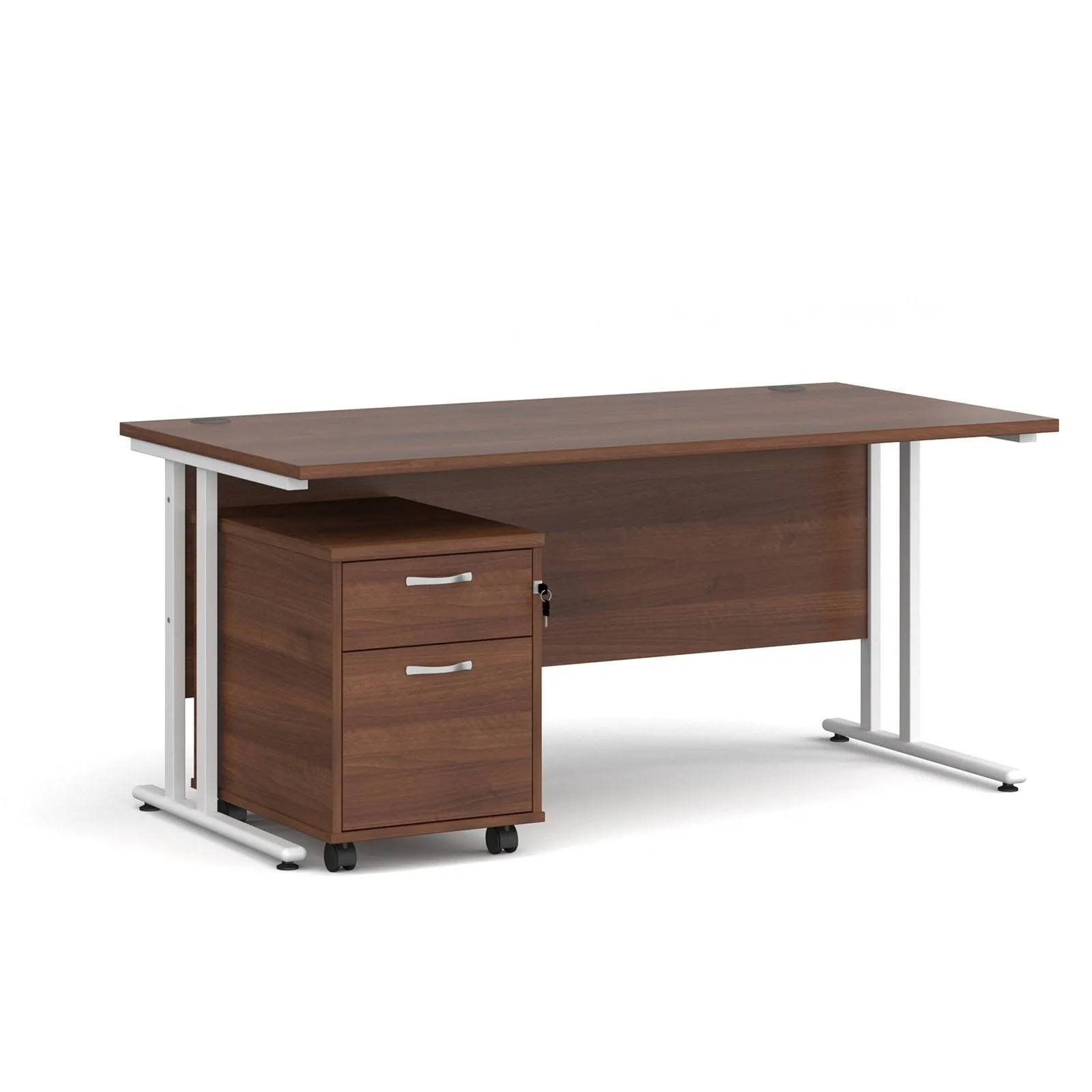 Maestro 25 cantilever leg straight desk 800 deep with 2 drawer mobile pedestal