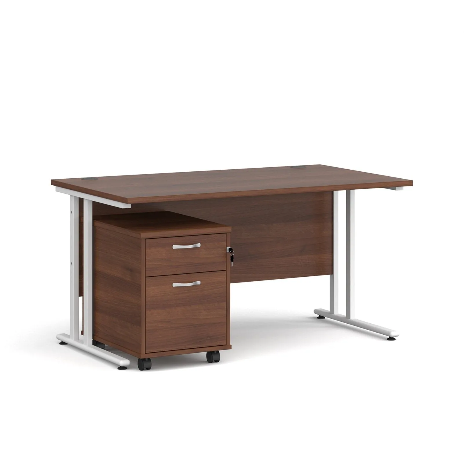 Maestro 25 cantilever leg straight desk 800 deep with 2 drawer mobile pedestal