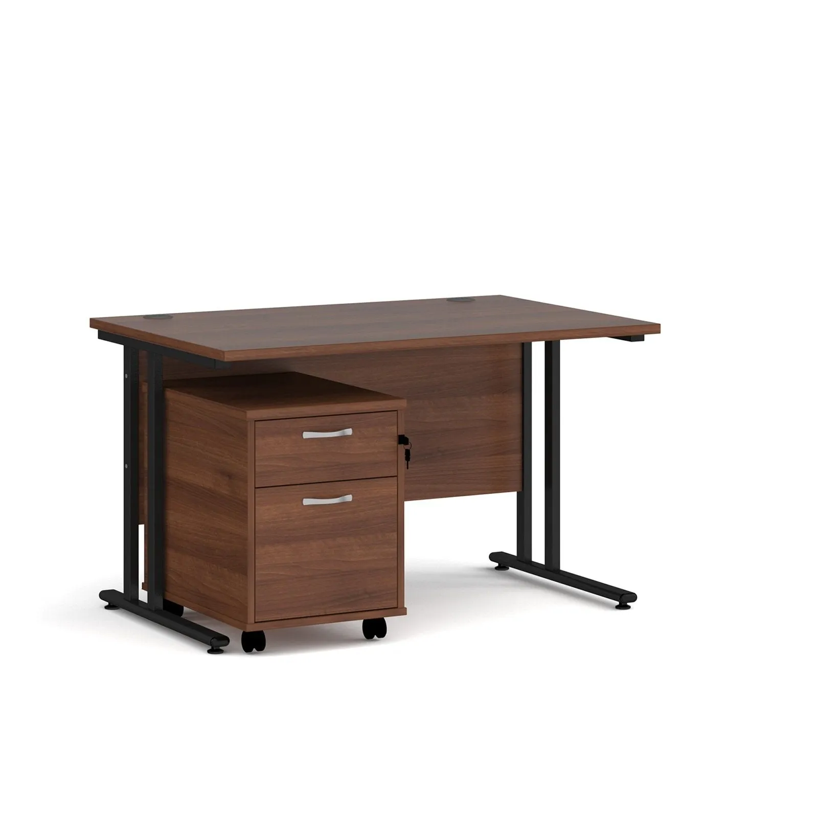 Maestro 25 cantilever leg straight desk 800 deep with 2 drawer mobile pedestal
