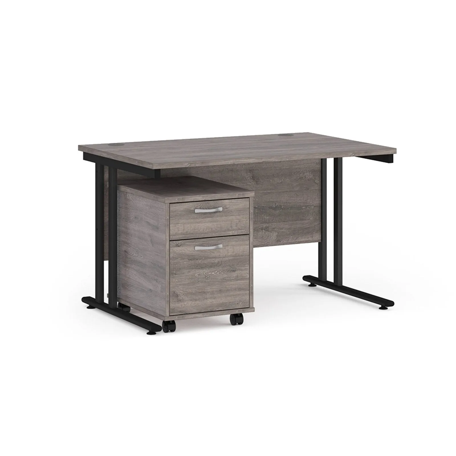 Maestro 25 cantilever leg straight desk 800 deep with 2 drawer mobile pedestal