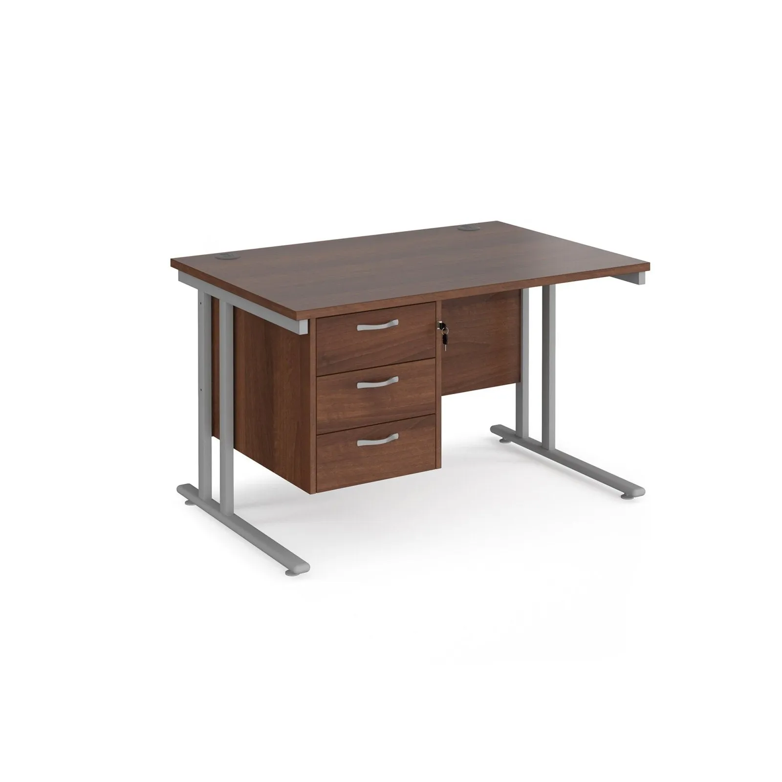 Maestro 25 cantilever leg straight desk with 3 drawer pedestal
