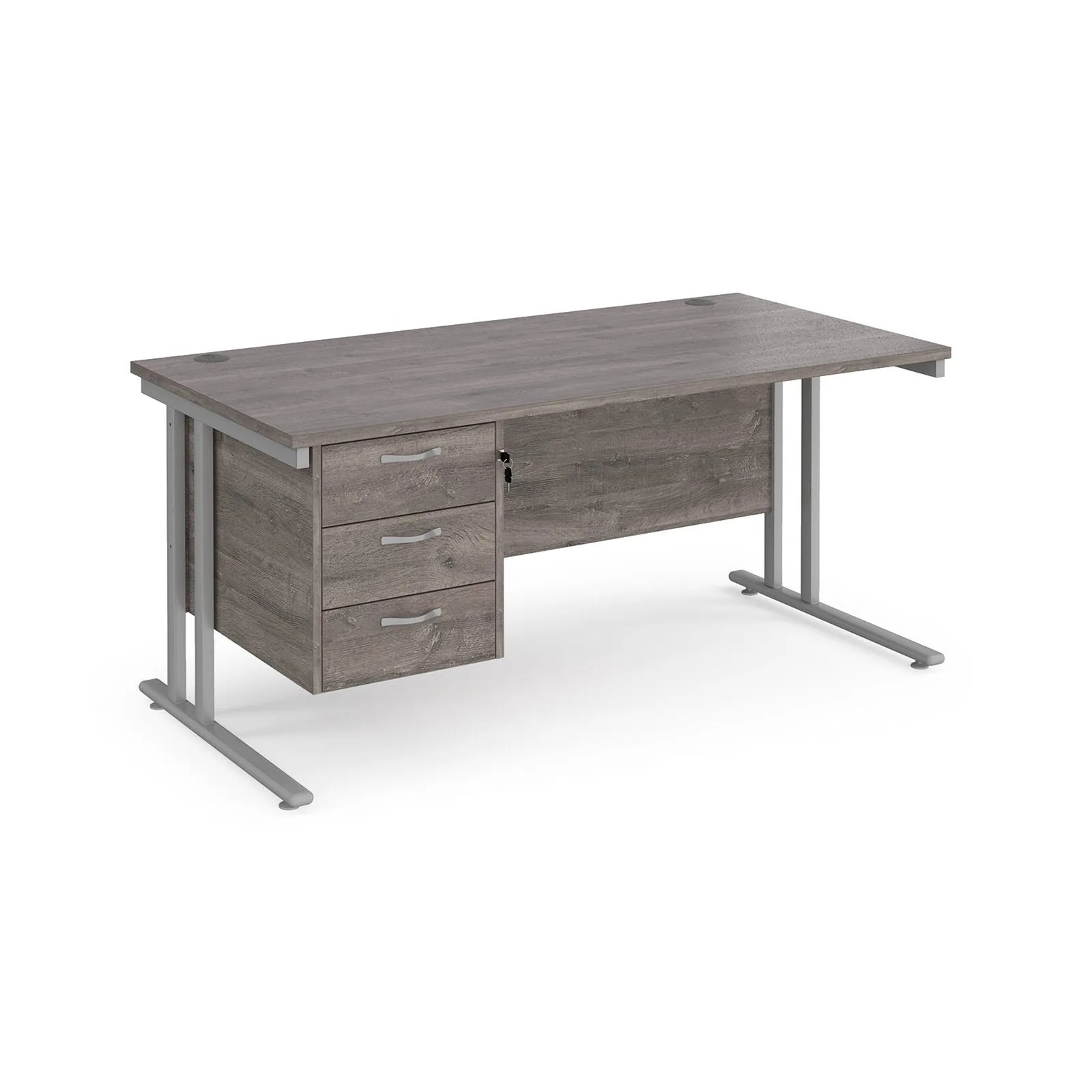 Maestro 25 cantilever leg straight desk with 3 drawer pedestal