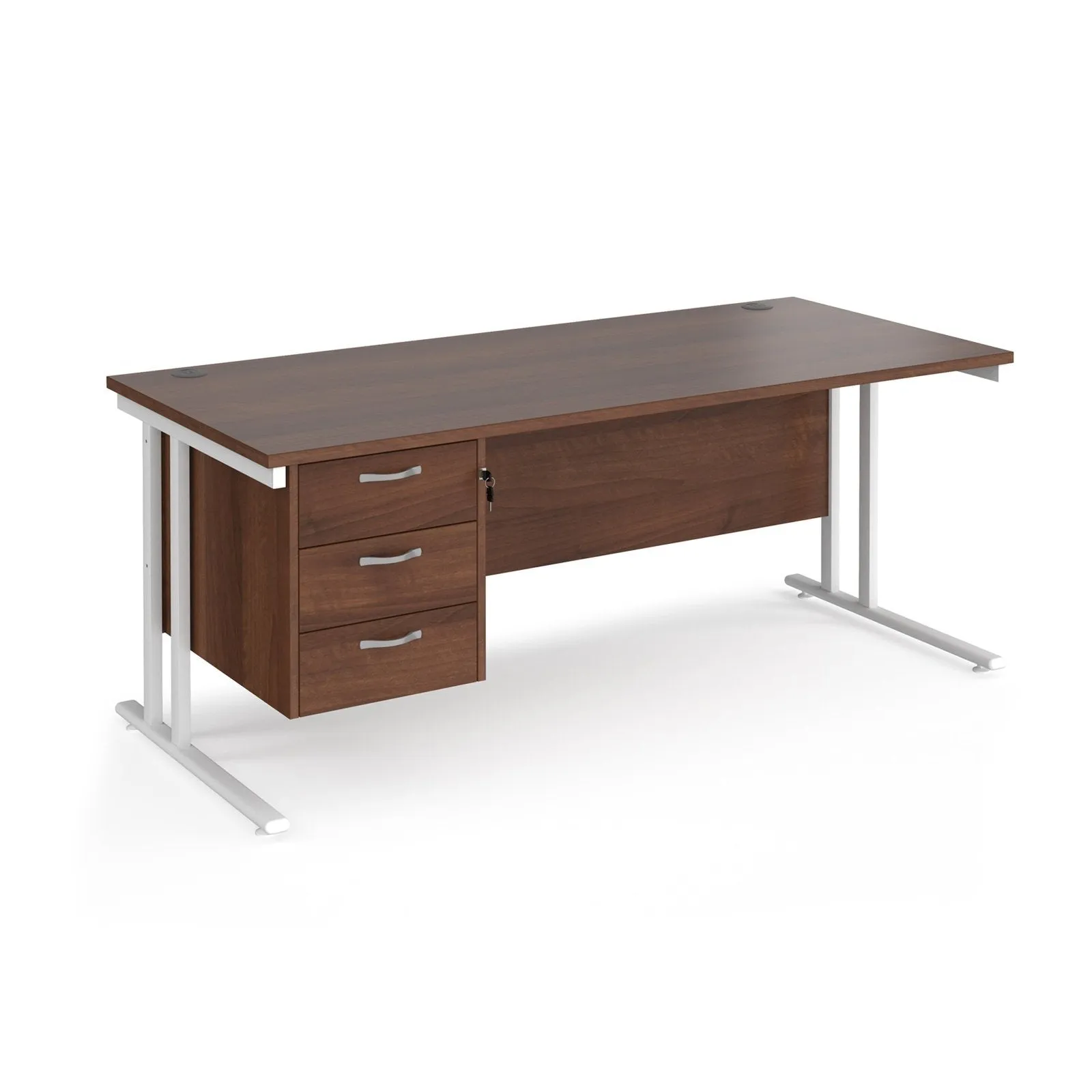 Maestro 25 cantilever leg straight desk with 3 drawer pedestal