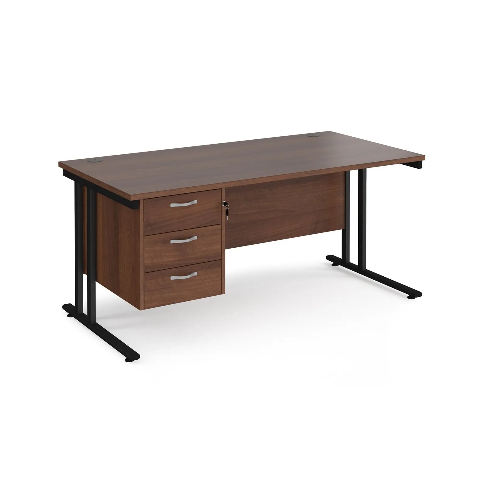 Maestro 25 cantilever leg straight desk with 3 drawer pedestal