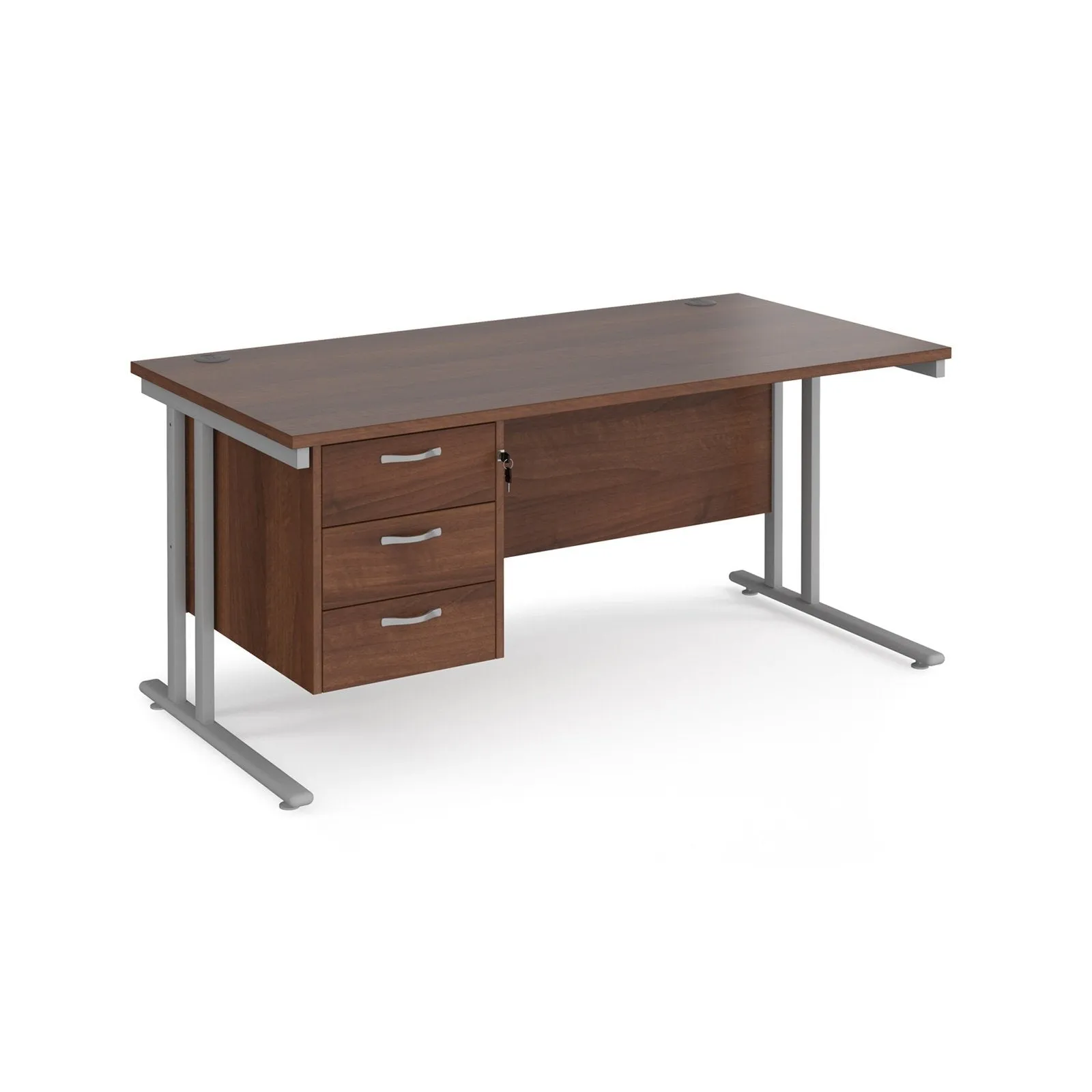 Maestro 25 cantilever leg straight desk with 3 drawer pedestal