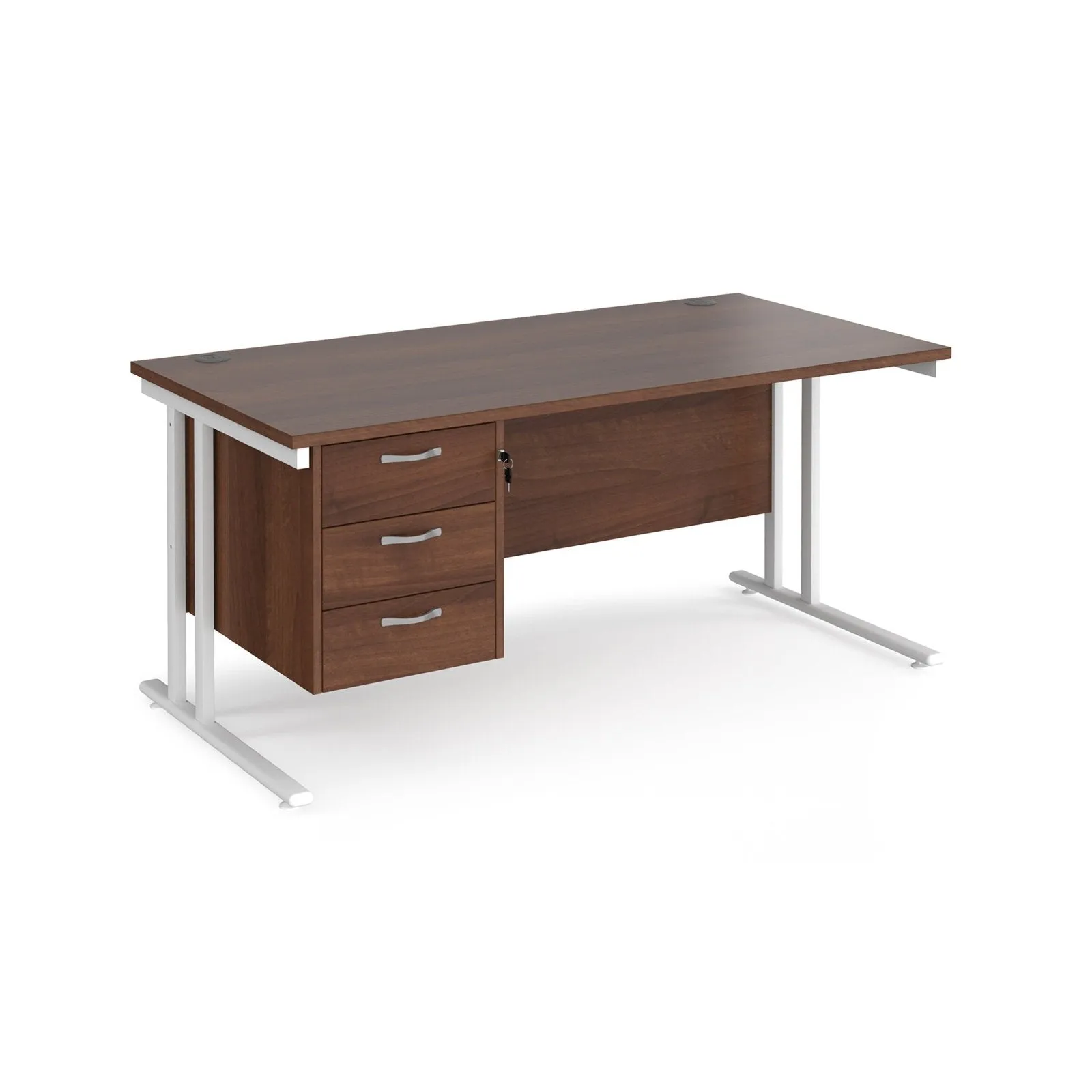 Maestro 25 cantilever leg straight desk with 3 drawer pedestal