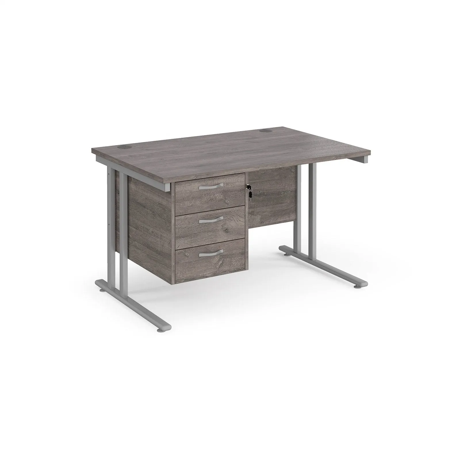 Maestro 25 cantilever leg straight desk with 3 drawer pedestal