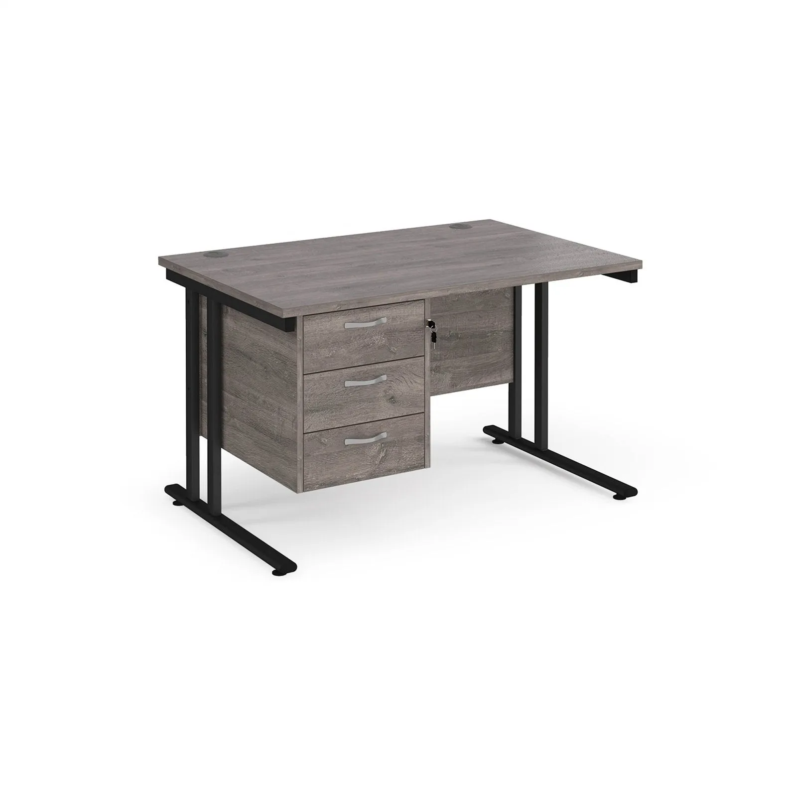 Maestro 25 cantilever leg straight desk with 3 drawer pedestal