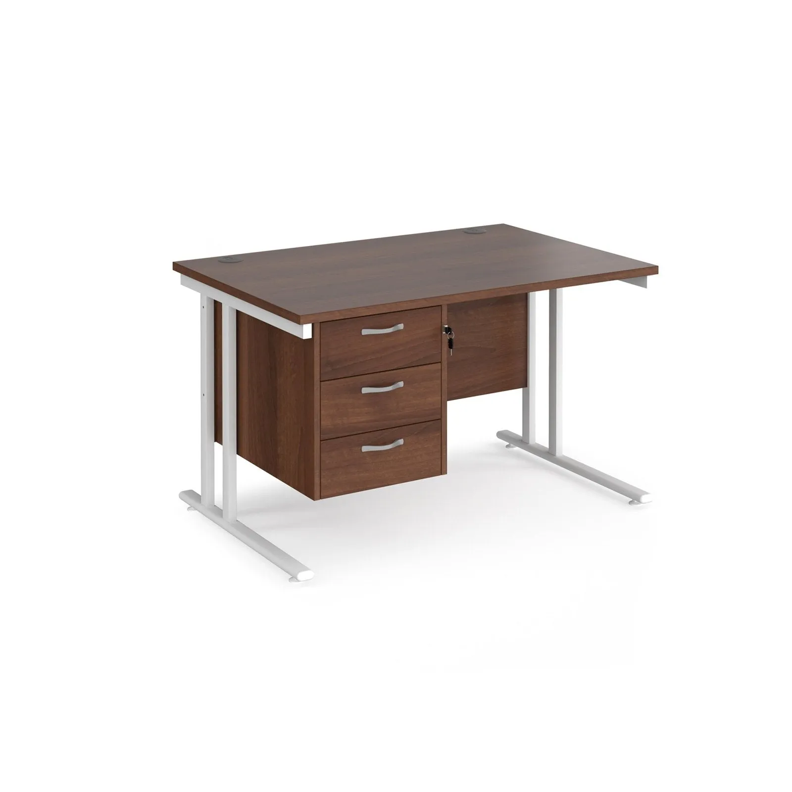 Maestro 25 cantilever leg straight desk with 3 drawer pedestal