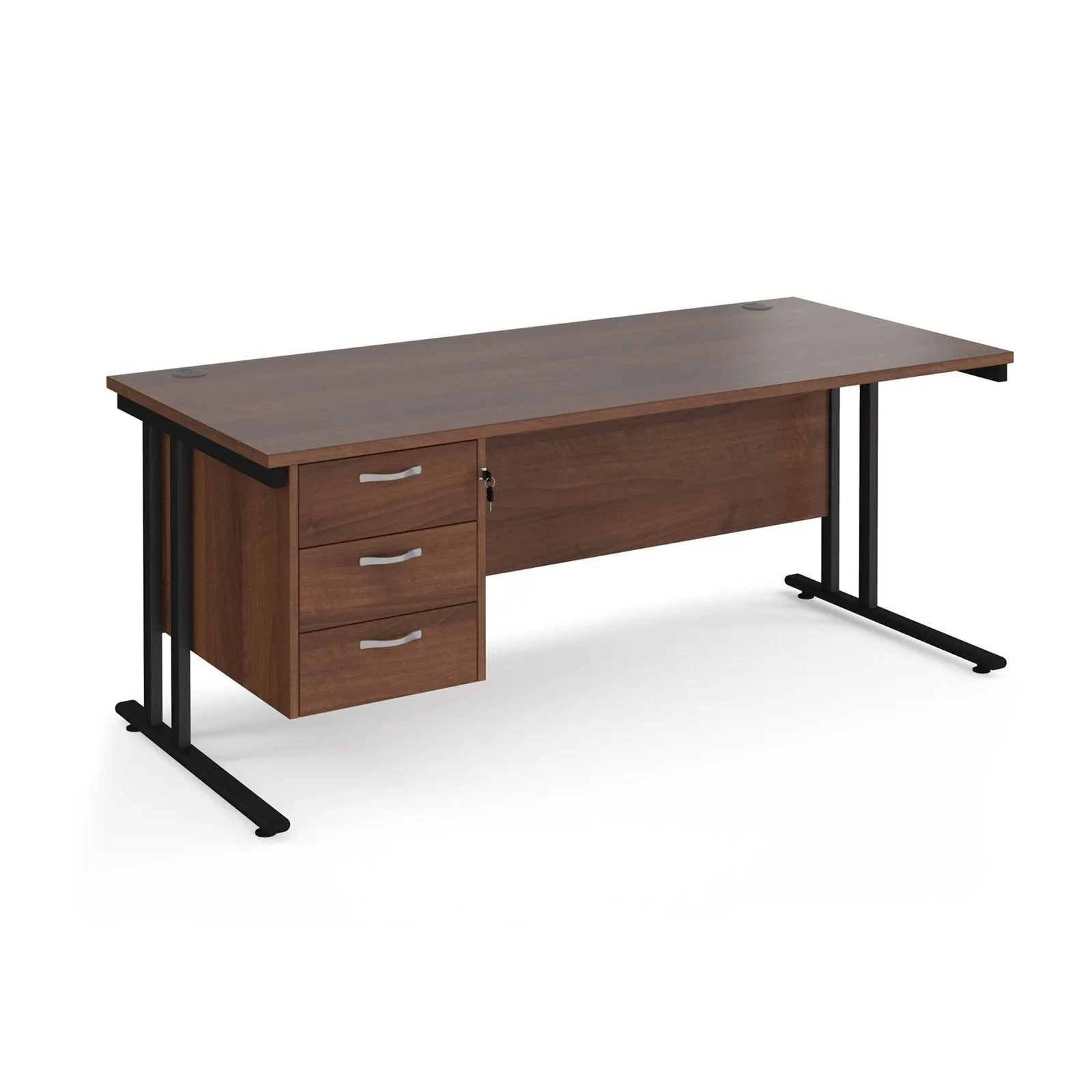 Maestro 25 cantilever leg straight desk with 3 drawer pedestal
