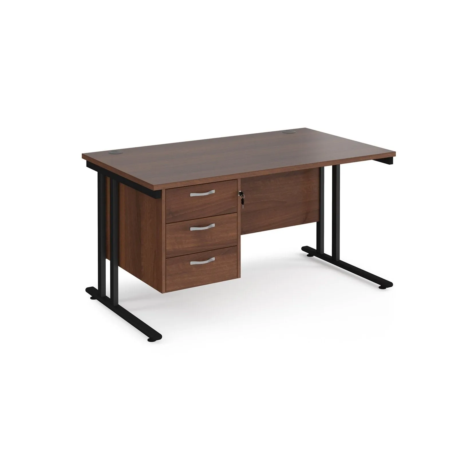 Maestro 25 cantilever leg straight desk with 3 drawer pedestal