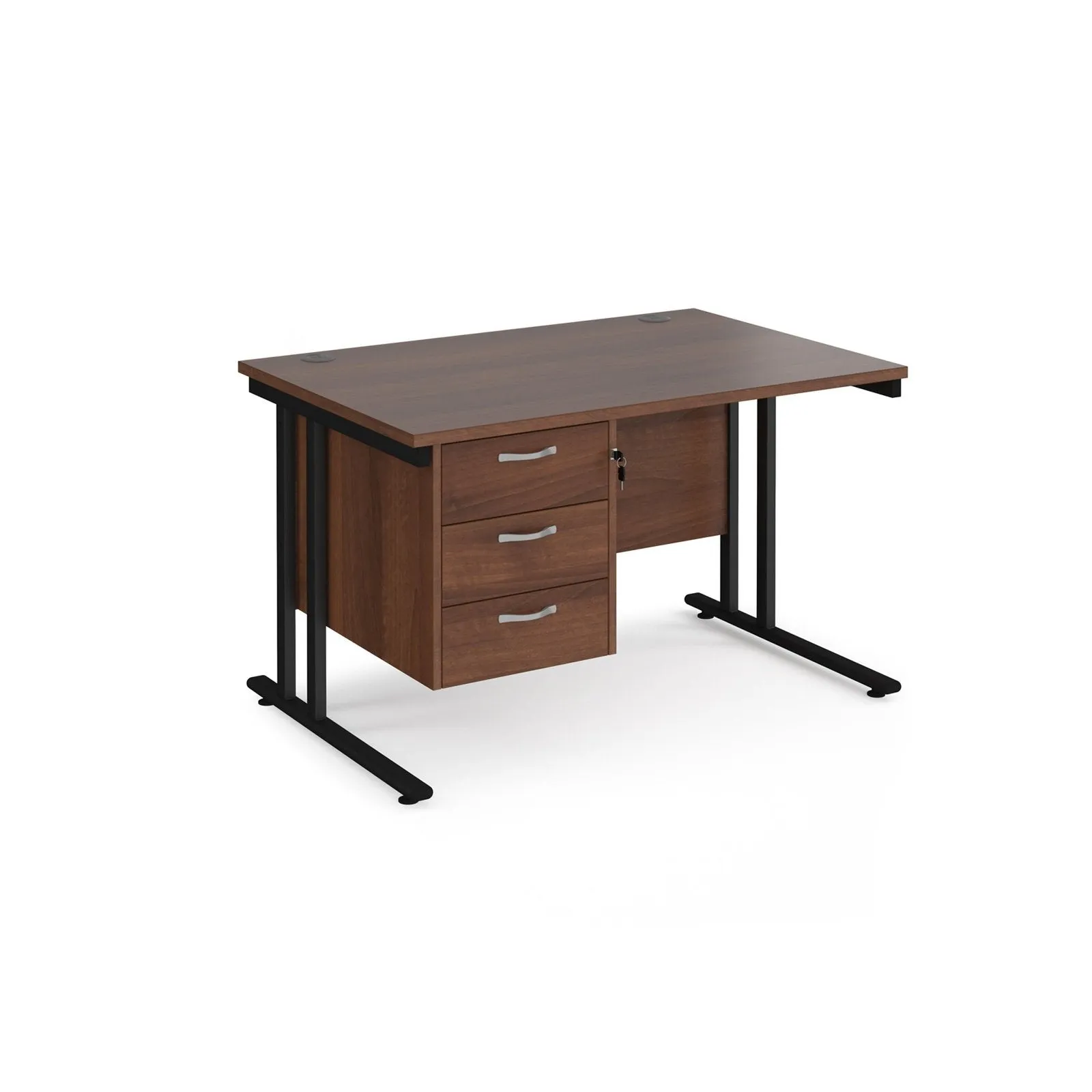 Maestro 25 cantilever leg straight desk with 3 drawer pedestal