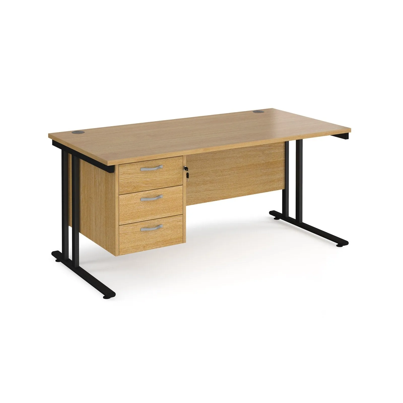 Maestro 25 cantilever leg straight desk with 3 drawer pedestal