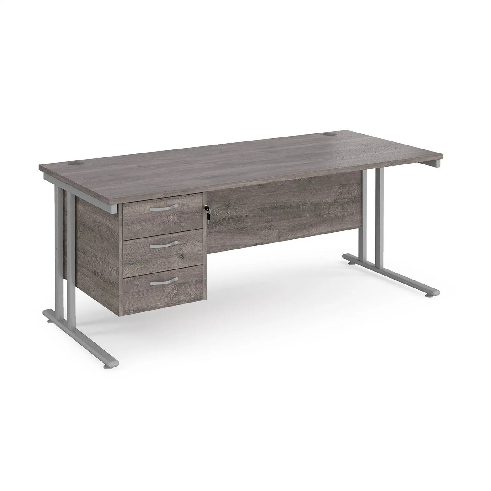 Maestro 25 cantilever leg straight desk with 3 drawer pedestal