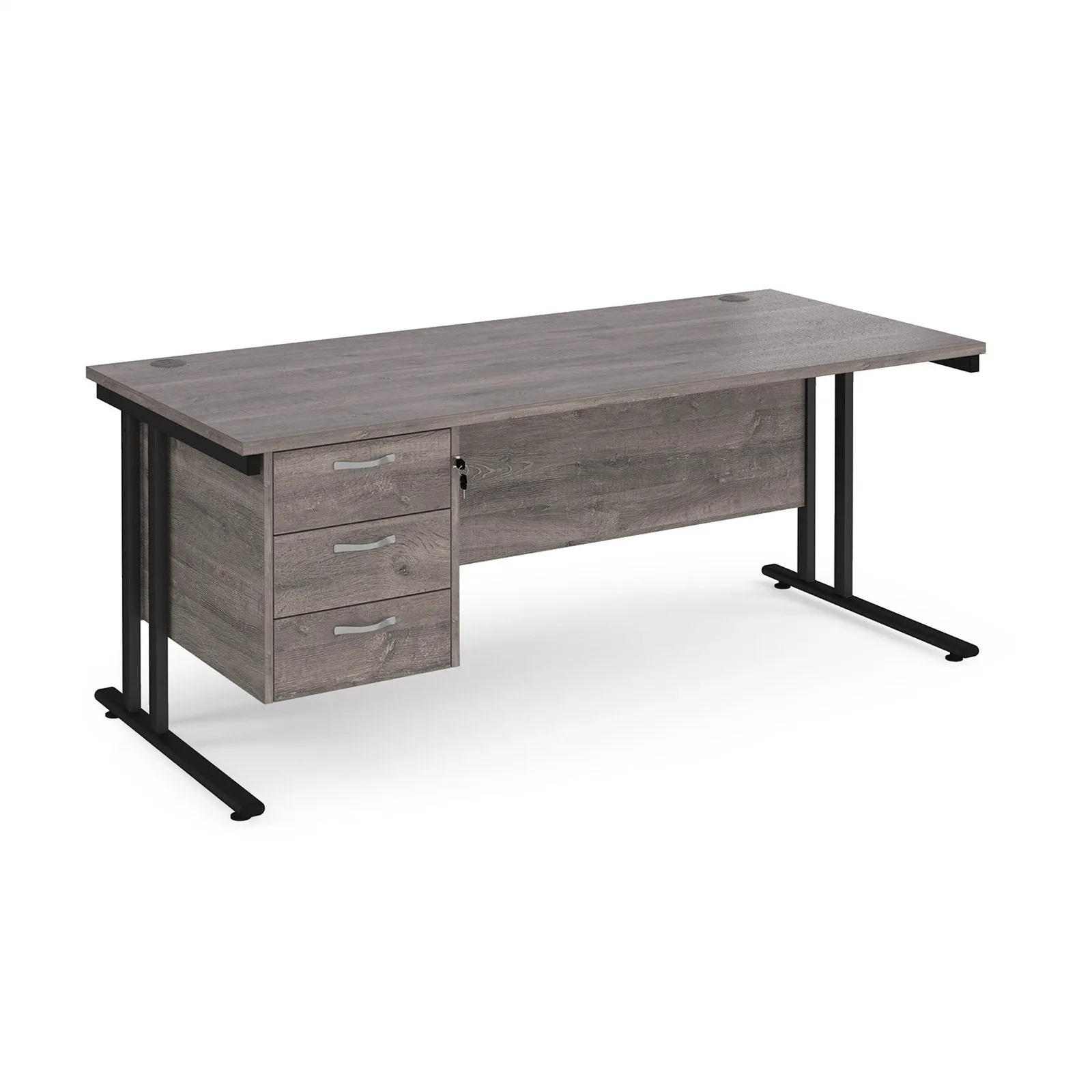Maestro 25 cantilever leg straight desk with 3 drawer pedestal