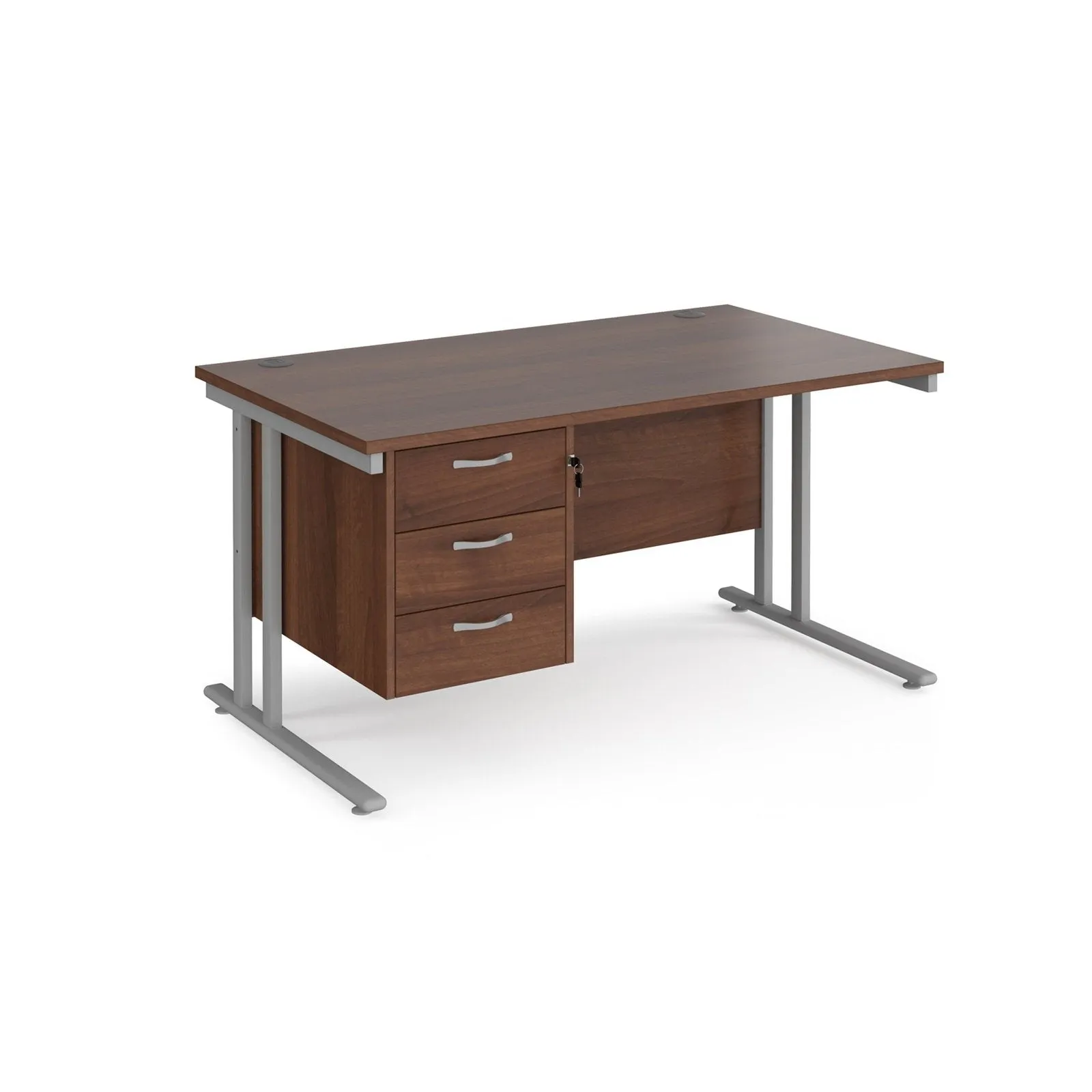 Maestro 25 cantilever leg straight desk with 3 drawer pedestal