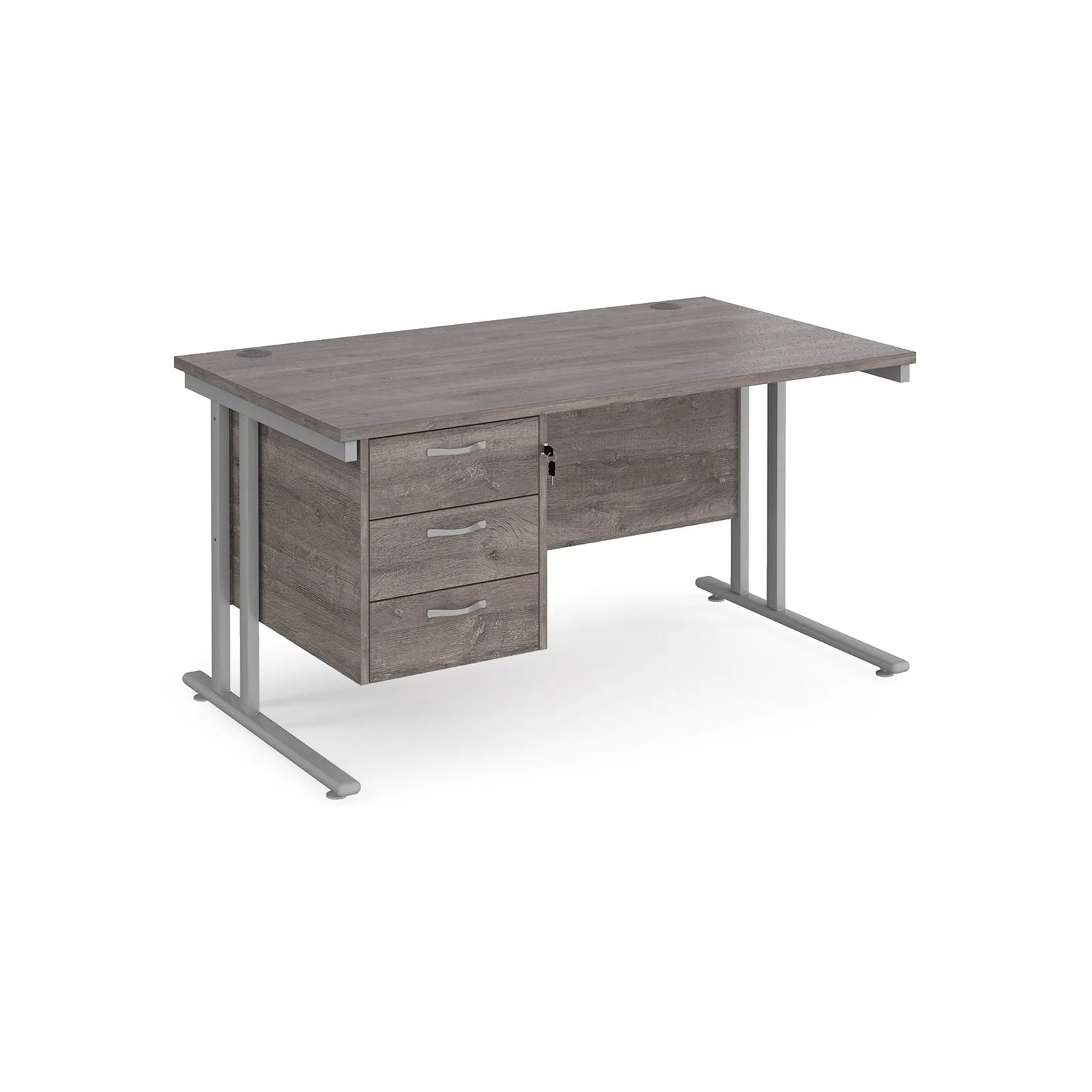 Maestro 25 cantilever leg straight desk with 3 drawer pedestal